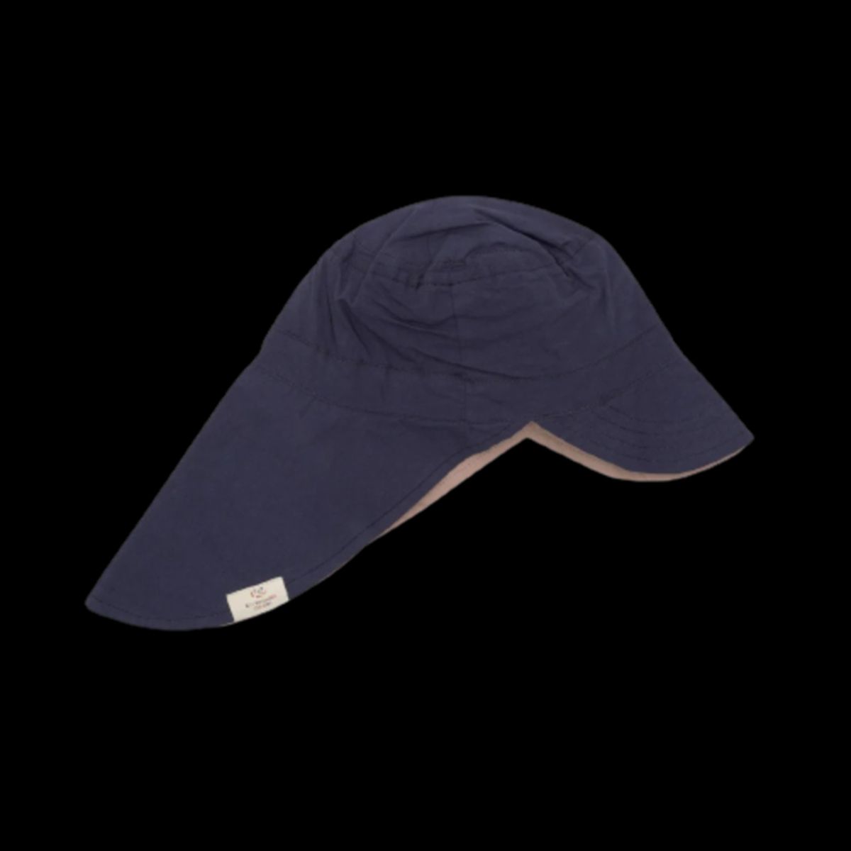 Copenhagen Colors - Økologisk Vendbar Sommer Hat med lang skygge - Navy Beige - 1-2 År