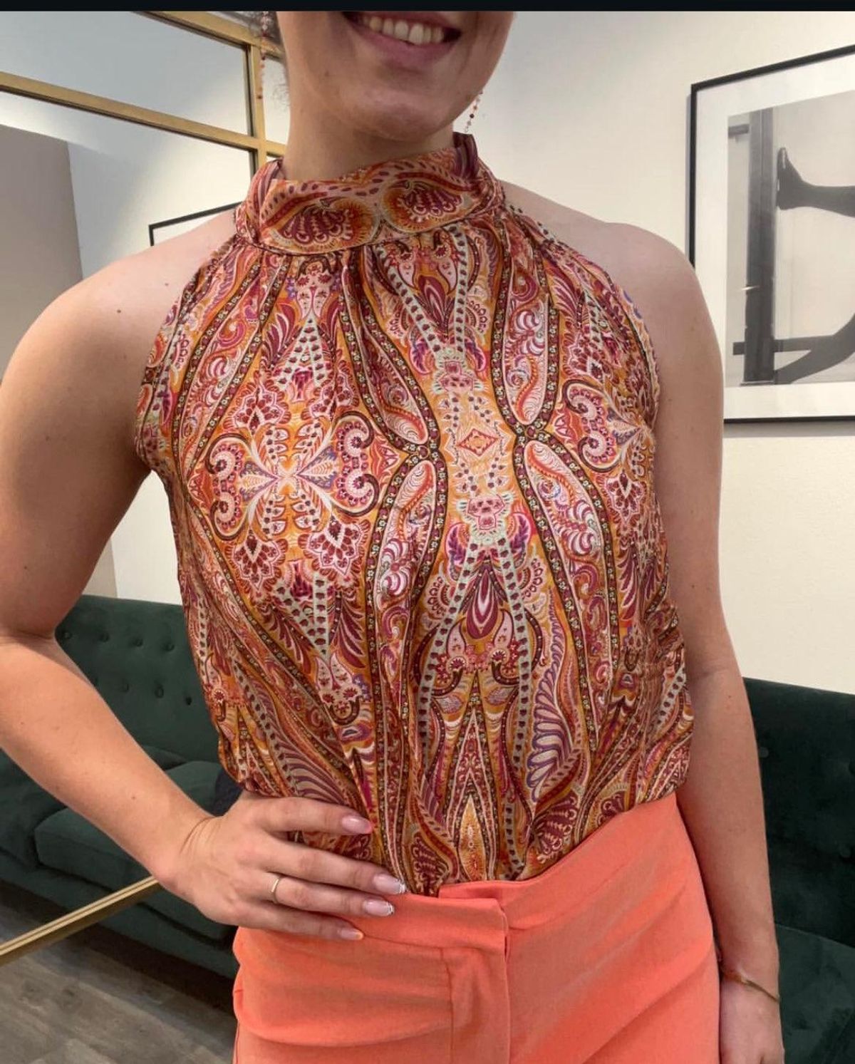 Copenhagen luxe silke top orange - L/XL