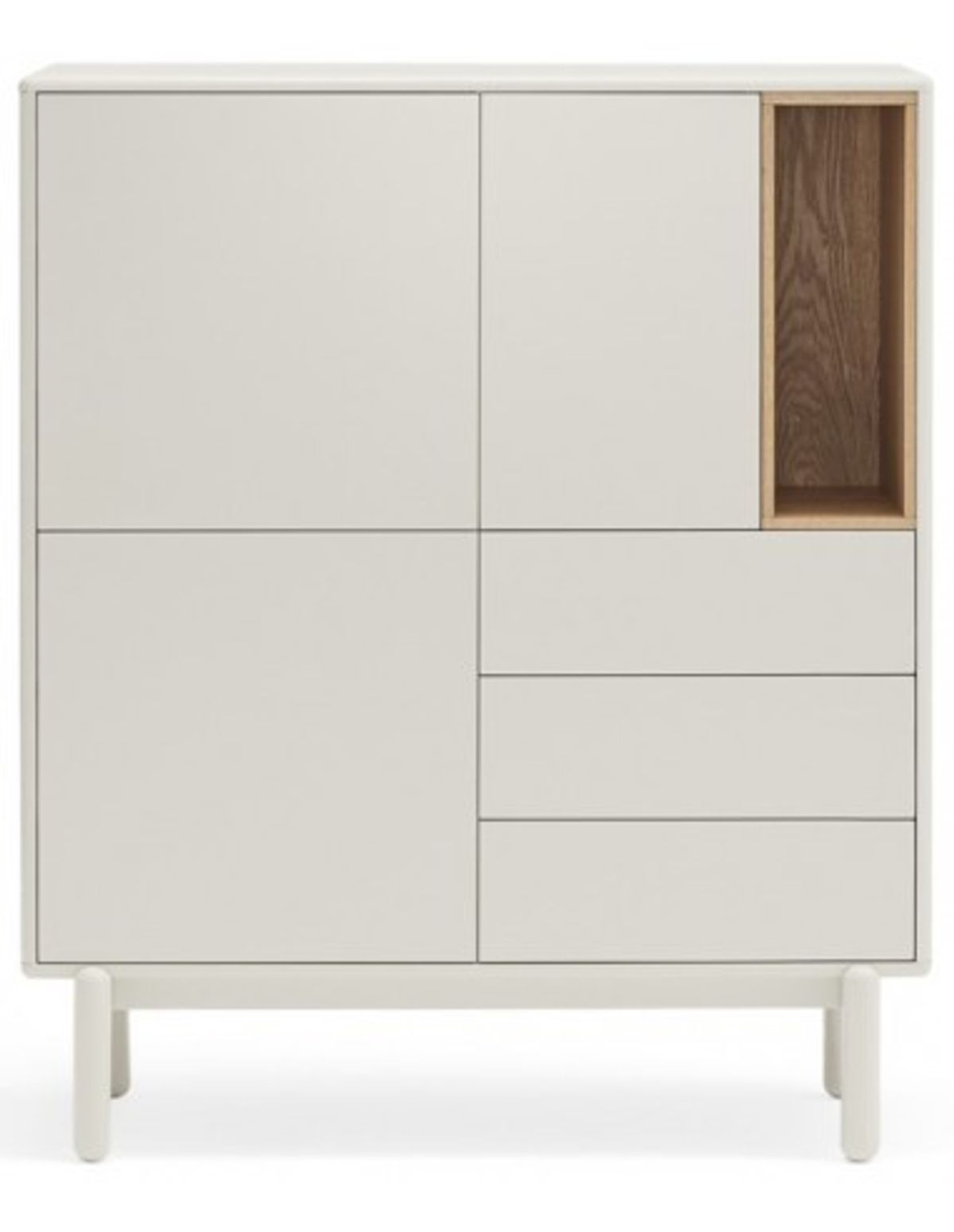 Corvo Highboard i massiv træ og mdf finér H120 cm - Creme/Eg