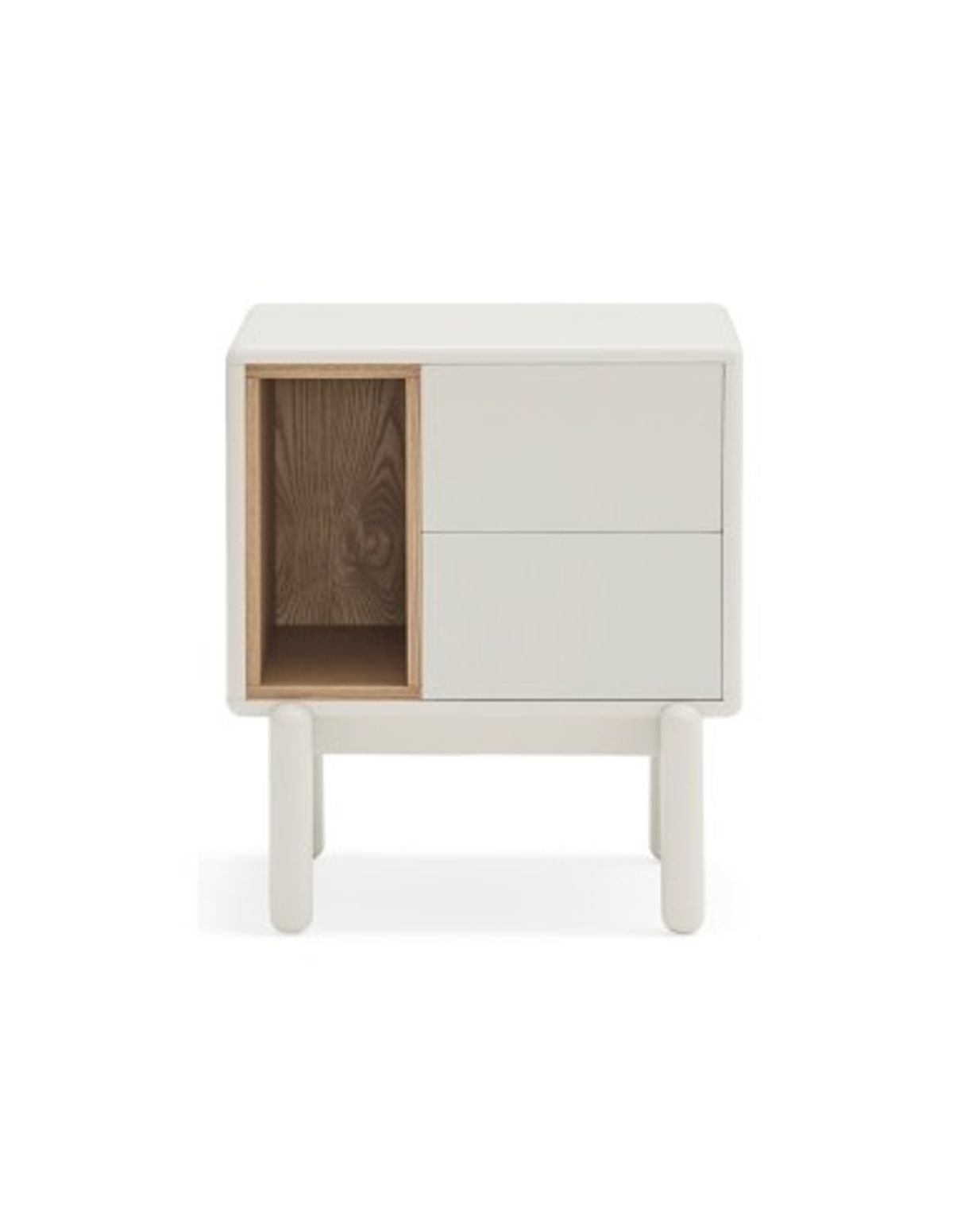 Corvo sengebord i massiv træ og mdf finér H55 cm - Creme/Eg