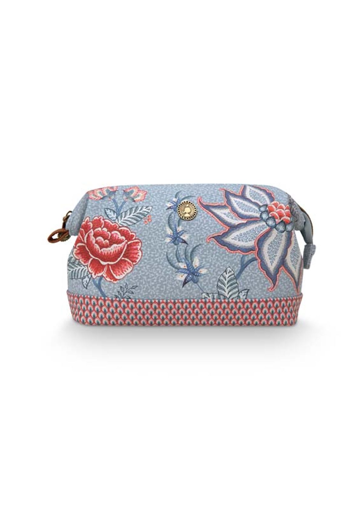 Cosmetic Bag Square Small Flower Festival Light Blue 20x10.5x7.5cm