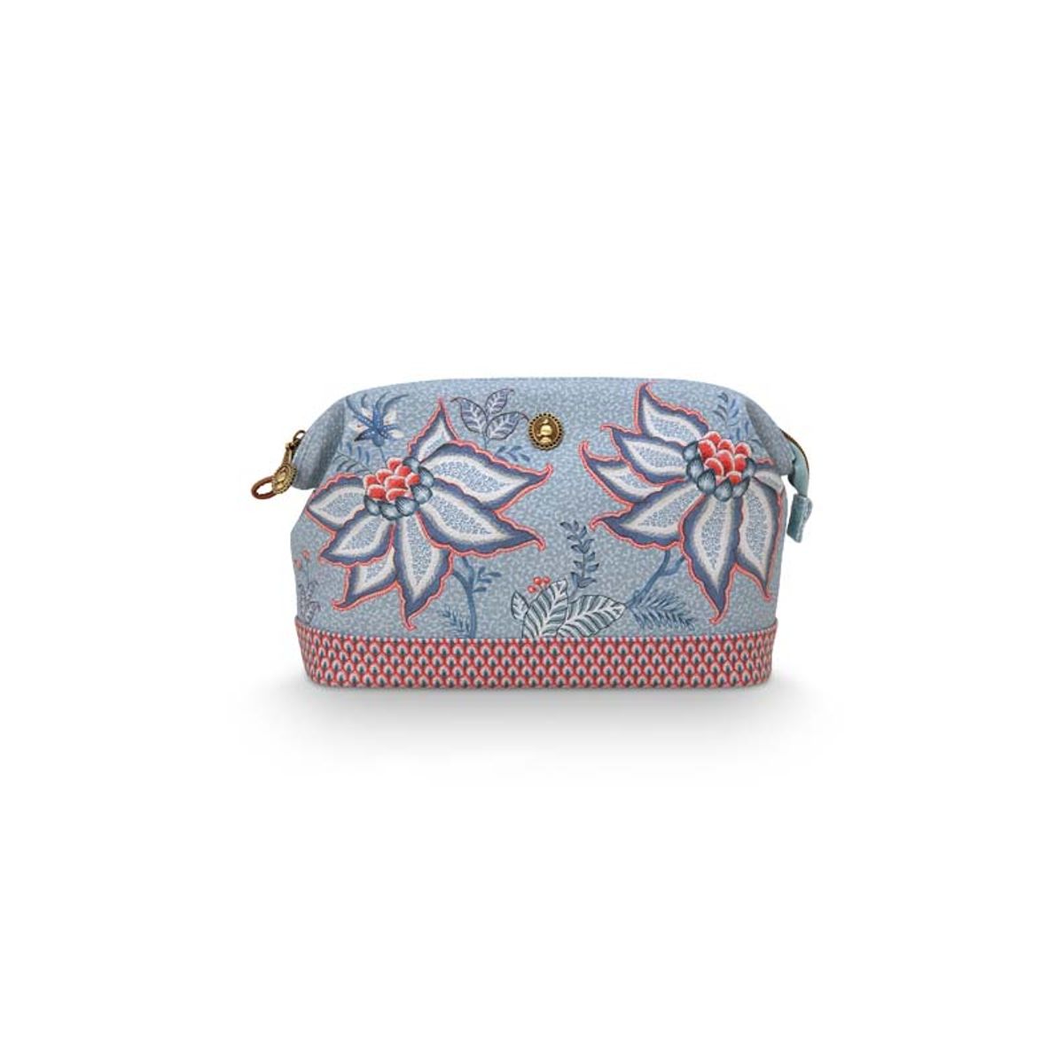 Cosmetic Purse Large Flower Festival Light Blue 26x18x12cm