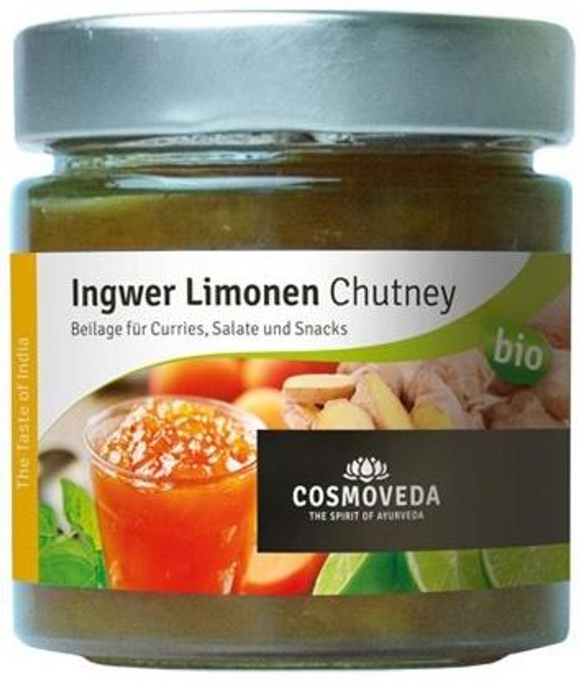 Cosmoveda Chutney Ingefær lime Ø, 225g.