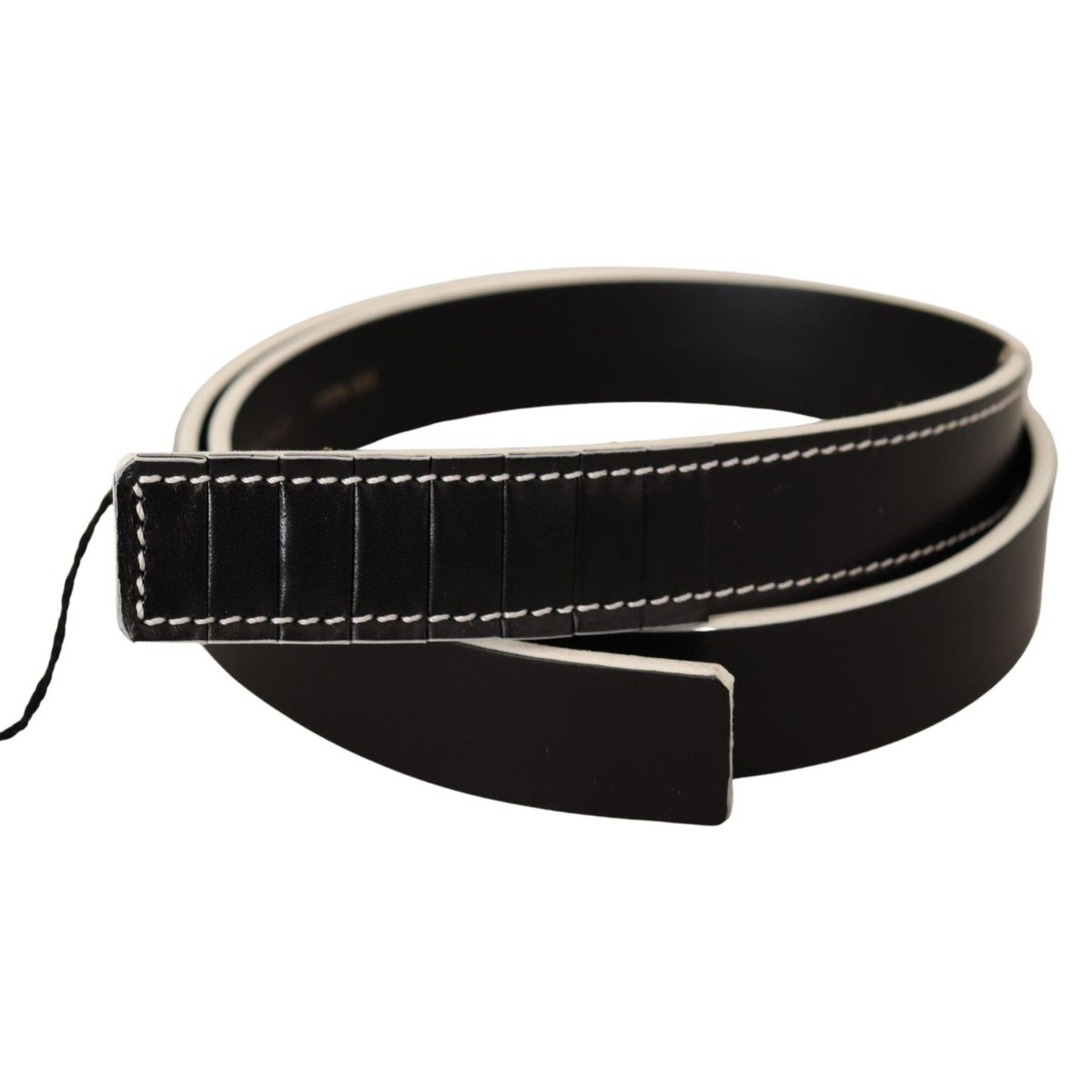 Costume National Chic Black Leather Fashion Belt with White Accents