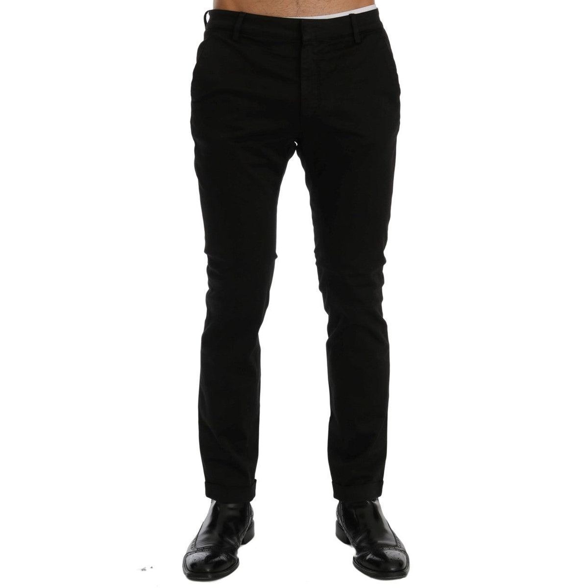 Costume National Chic Black Slim Fit Cotton Stretch Pants