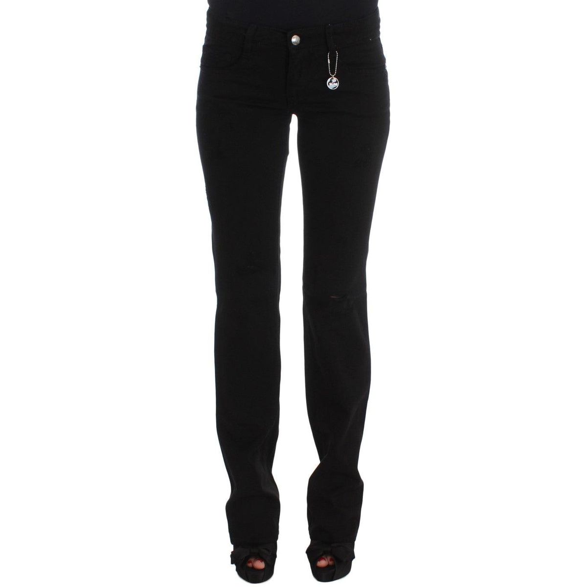 Costume National Chic Black Slim Fit Zippered Cotton Jeans