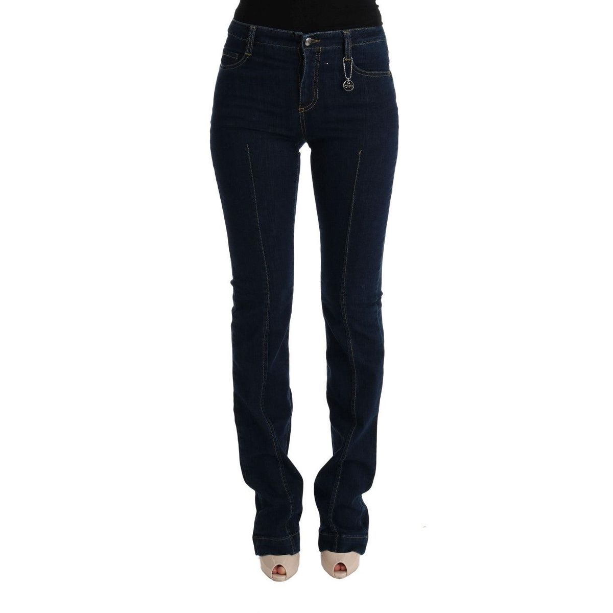 Costume National Chic Flared Cotton Jeans in Blue