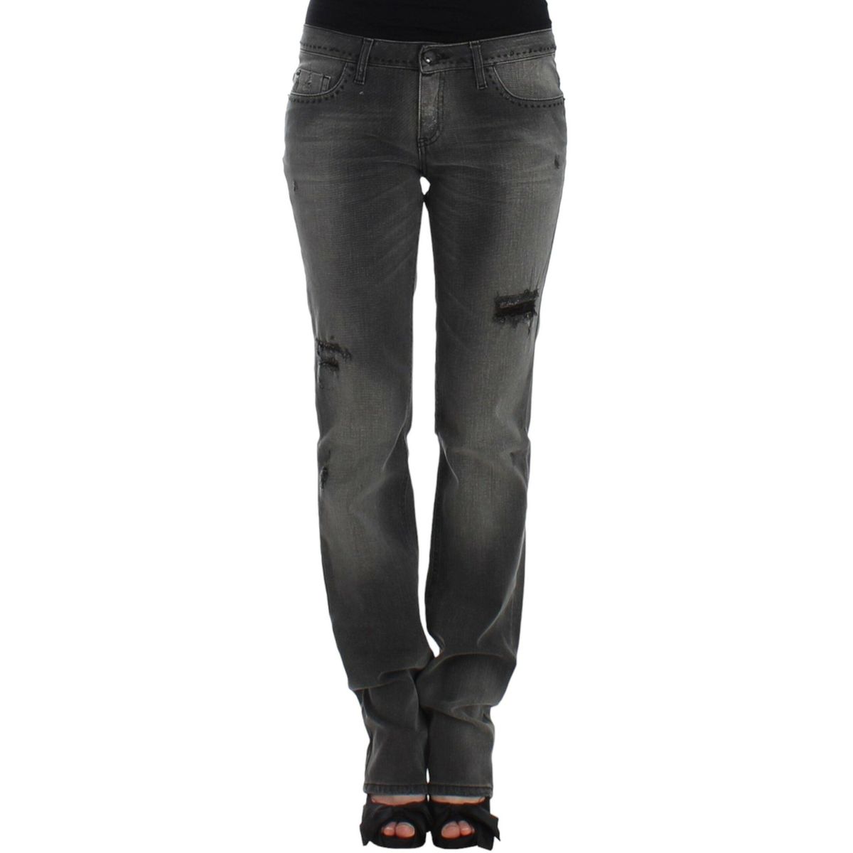 Costume National Chic Gray Straight Leg Denim Delight