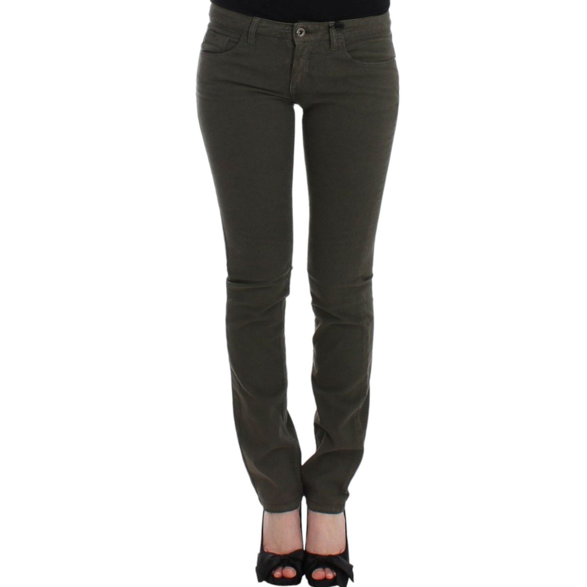 Costume National Chic Green Slim Leg Designer Jeans