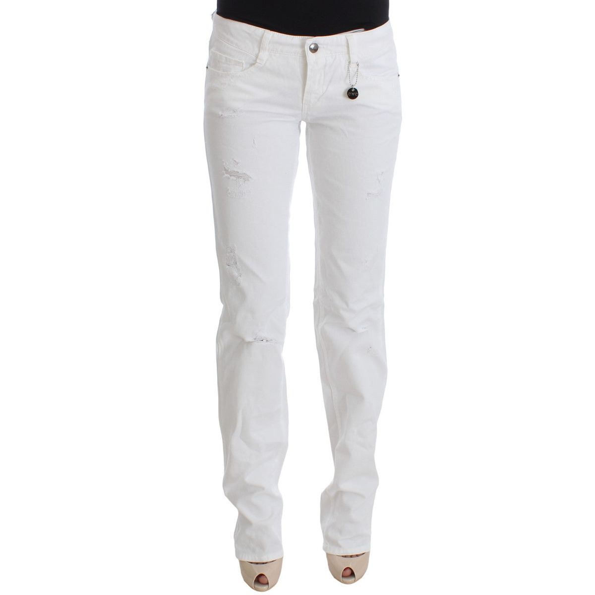 Costume National Chic Slim Fit White Cotton Jeans