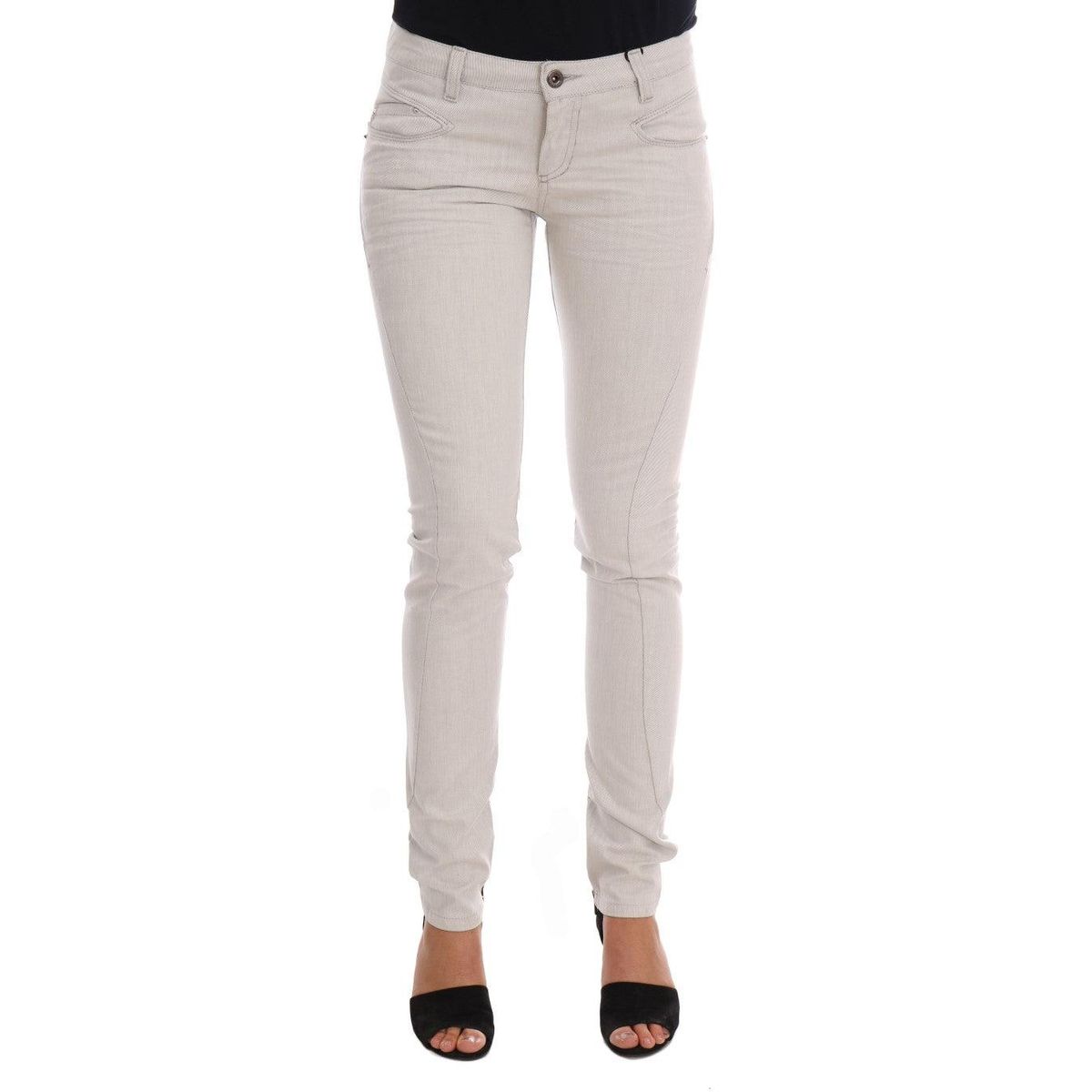 Costume National Chic White Slim-Fit Stretch Jeans