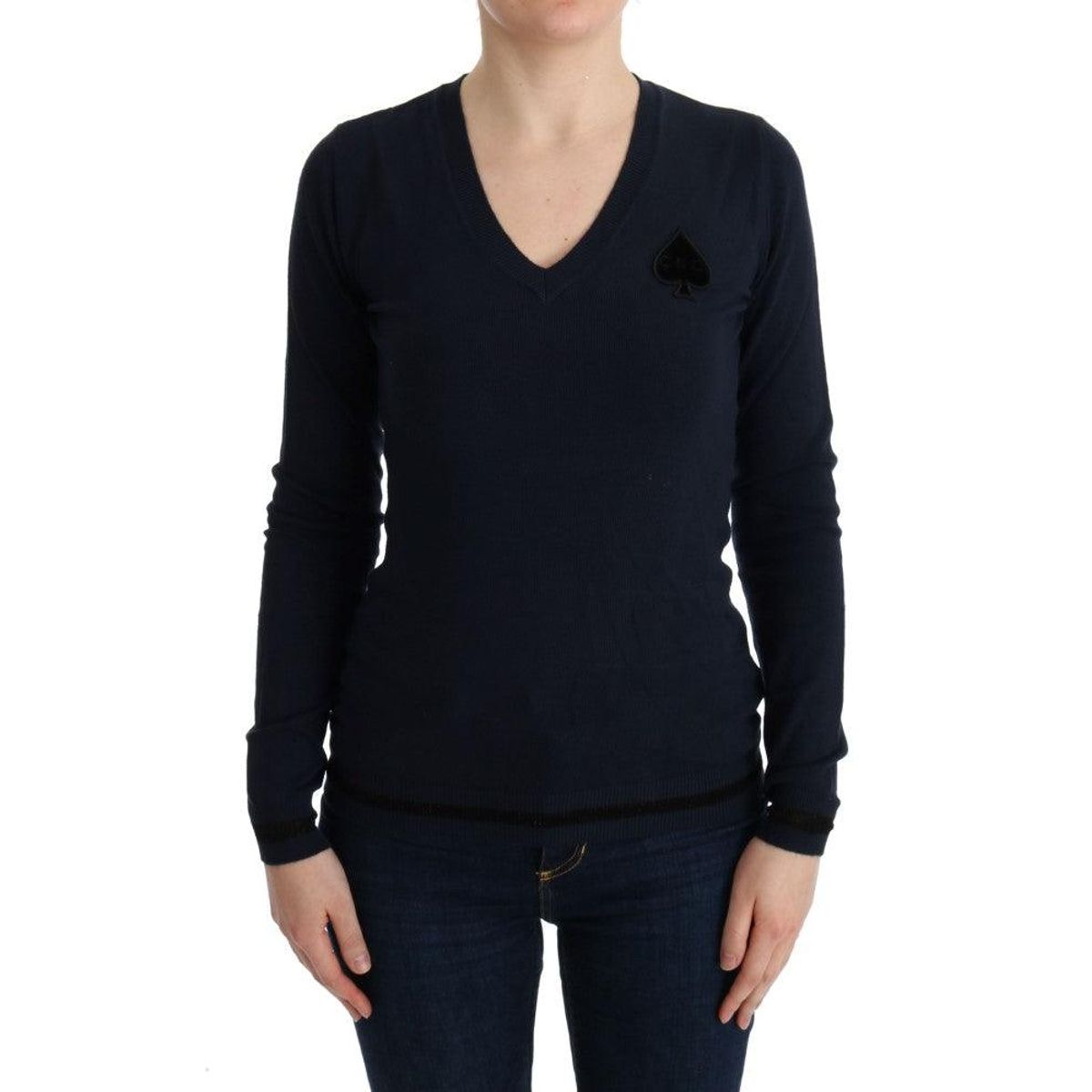 Costume National Elegant Blue V-Neck Sweater