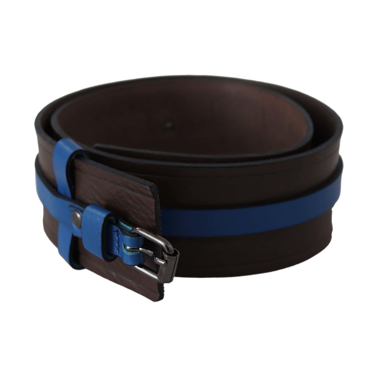 Costume National Elegant Brown Leather Belt with Blue Lining