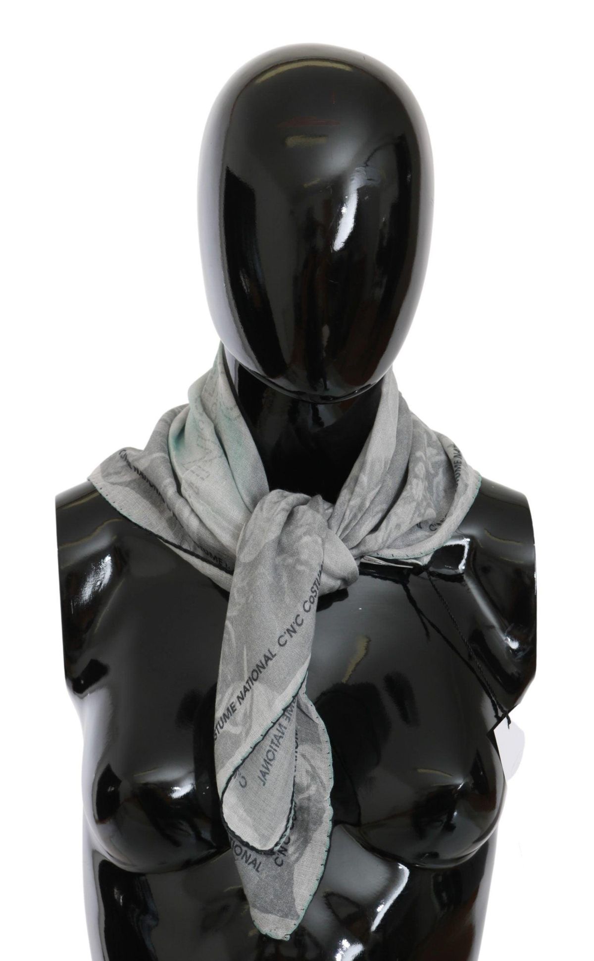 Costume National Elegant Gray Silk Scarf for Dame