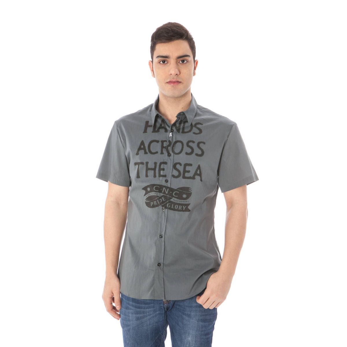 Costume National Gray Cotton Men Shirt