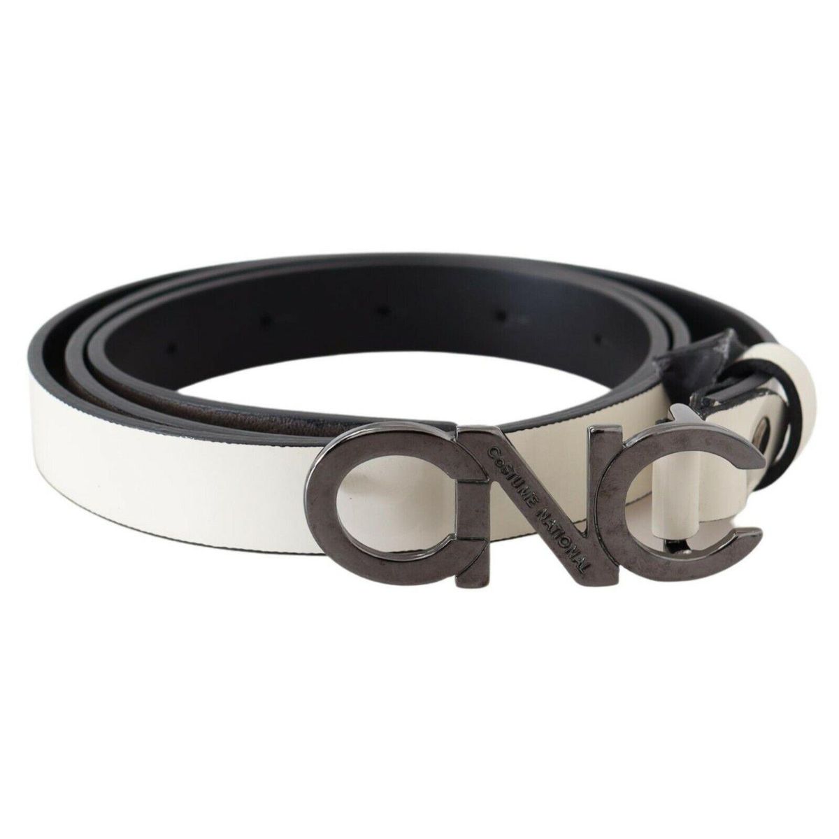 Costume National Metallic Gray Italian Leather Fashion Belt