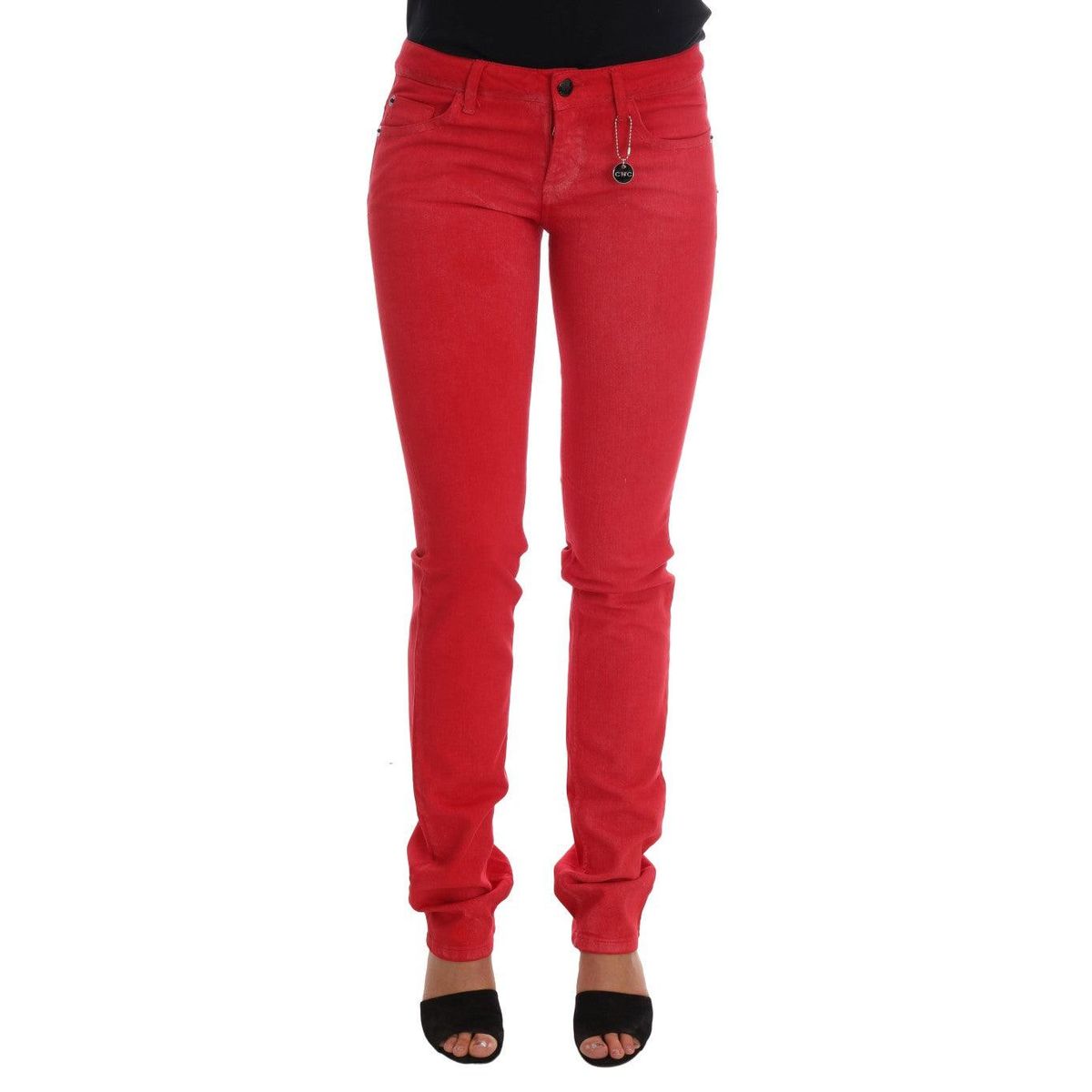 Costume National Radiant Red Super Slim Designer Jeans