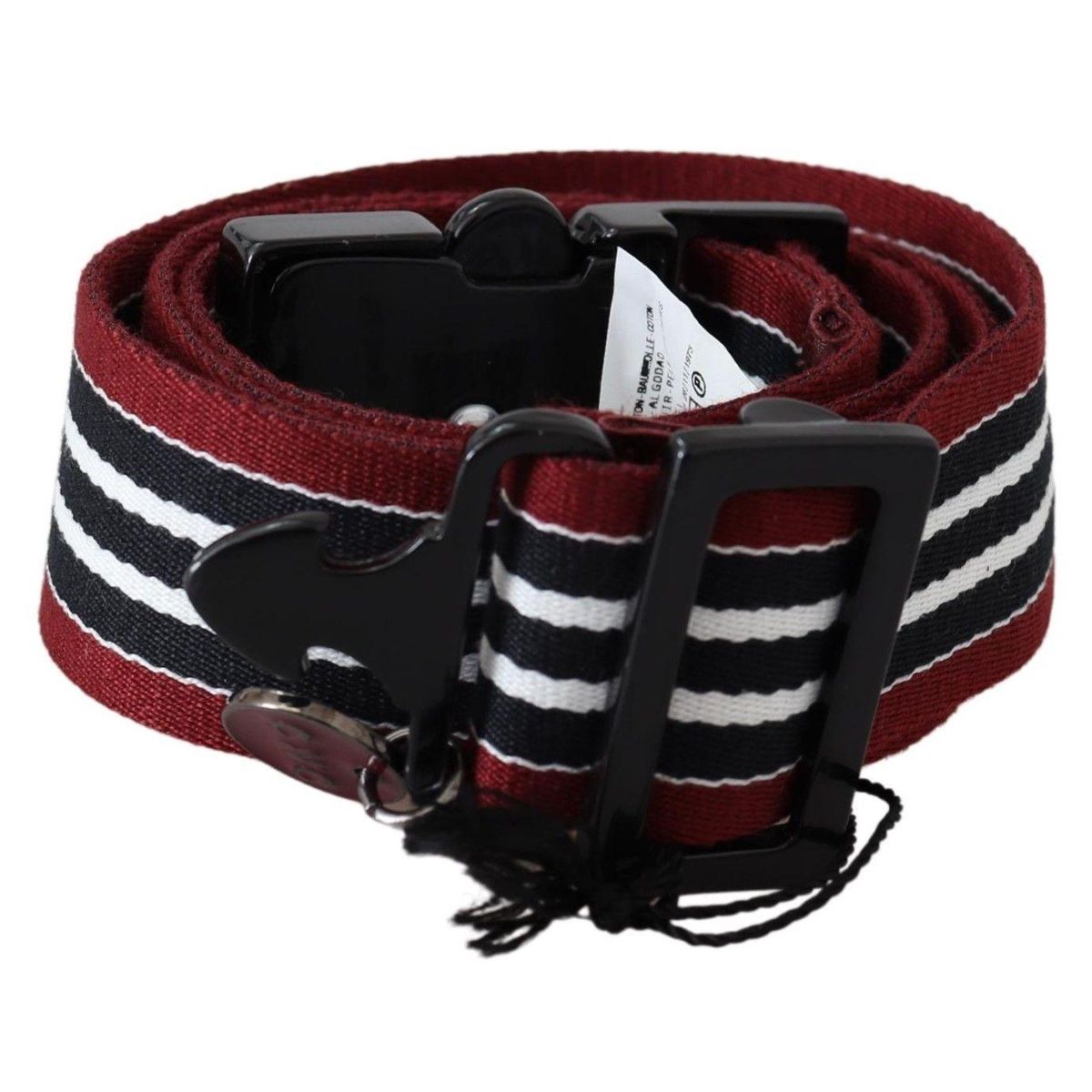 Costume National Striped Leather Fashion Belt in Black & Red