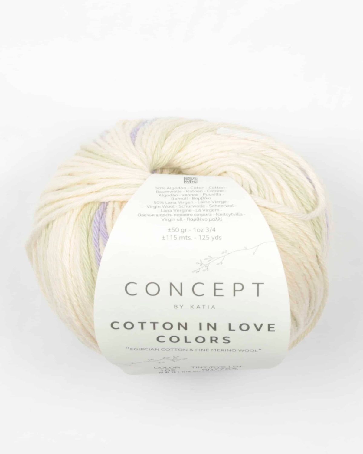 Cotton in love colors, fra Katia i flere farvekombinationer - 102 Multifarvet - 50% Bomuld, 50% Uld