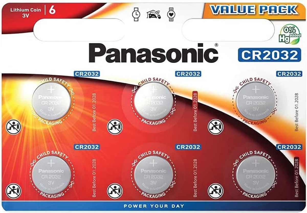 CR2032 Panasonic 3V, 6 stk.