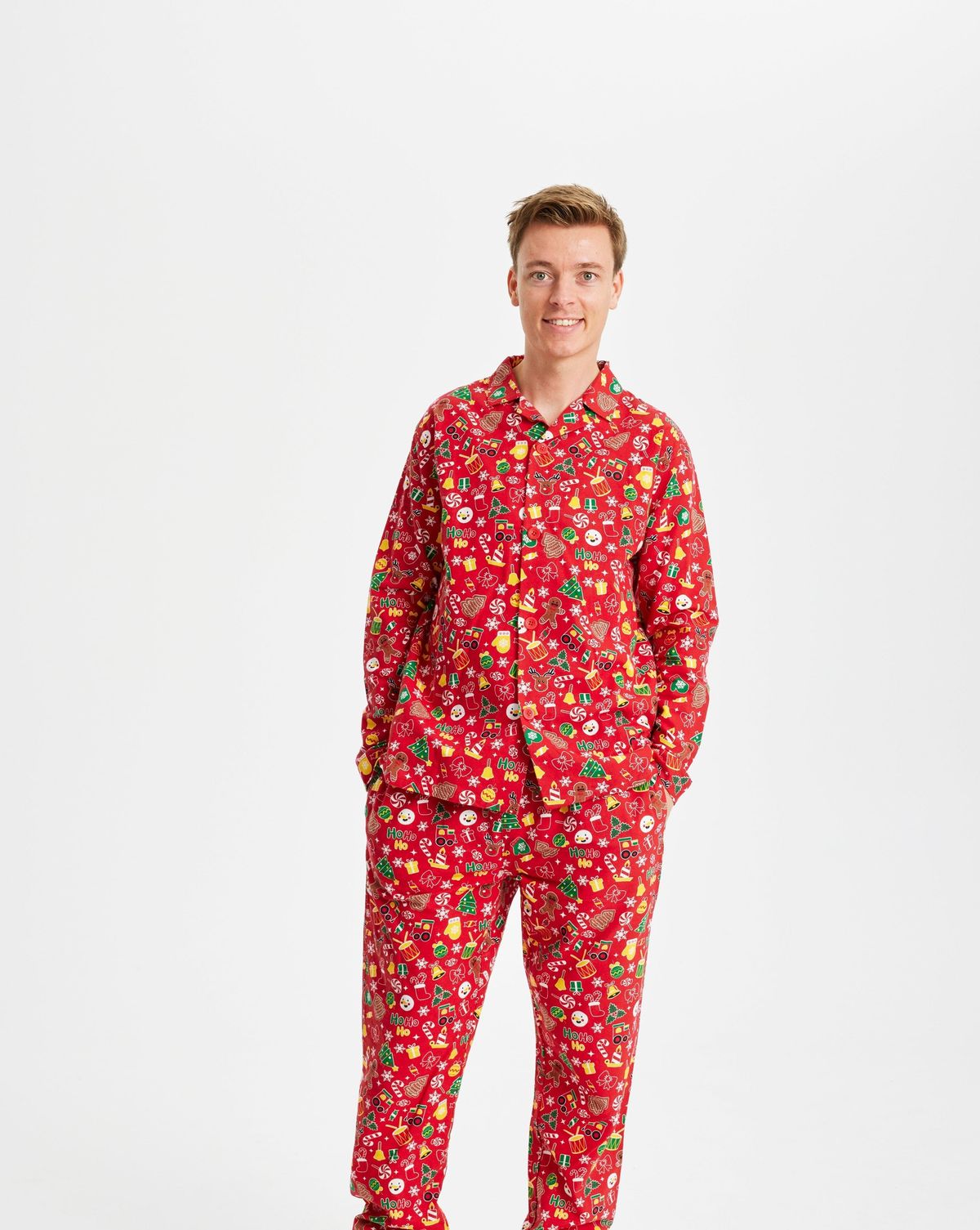 Crazy Julepyjamas Flannel Rød - herre / mænd.