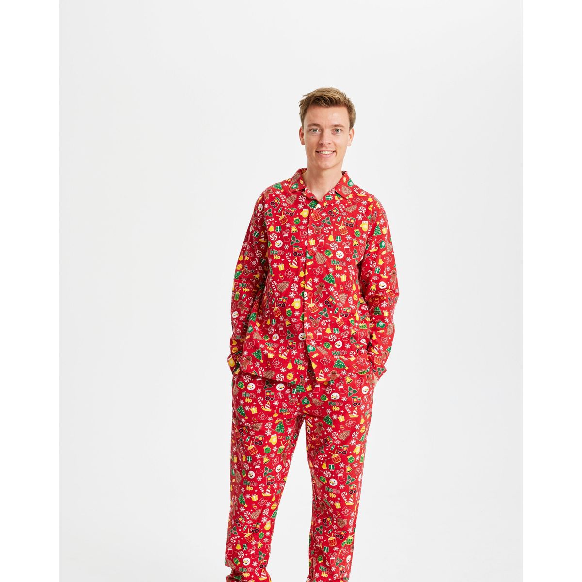 Crazy Julepyjamas Flannel Rød - herre / mænd.