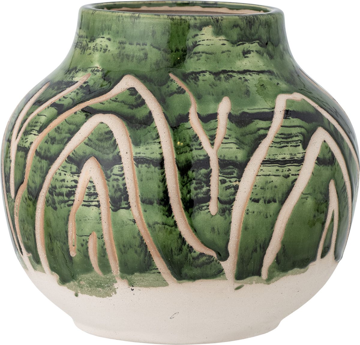 Creative Collection - Eliya Vase - Grøn - Stentøj - H 21 Cm