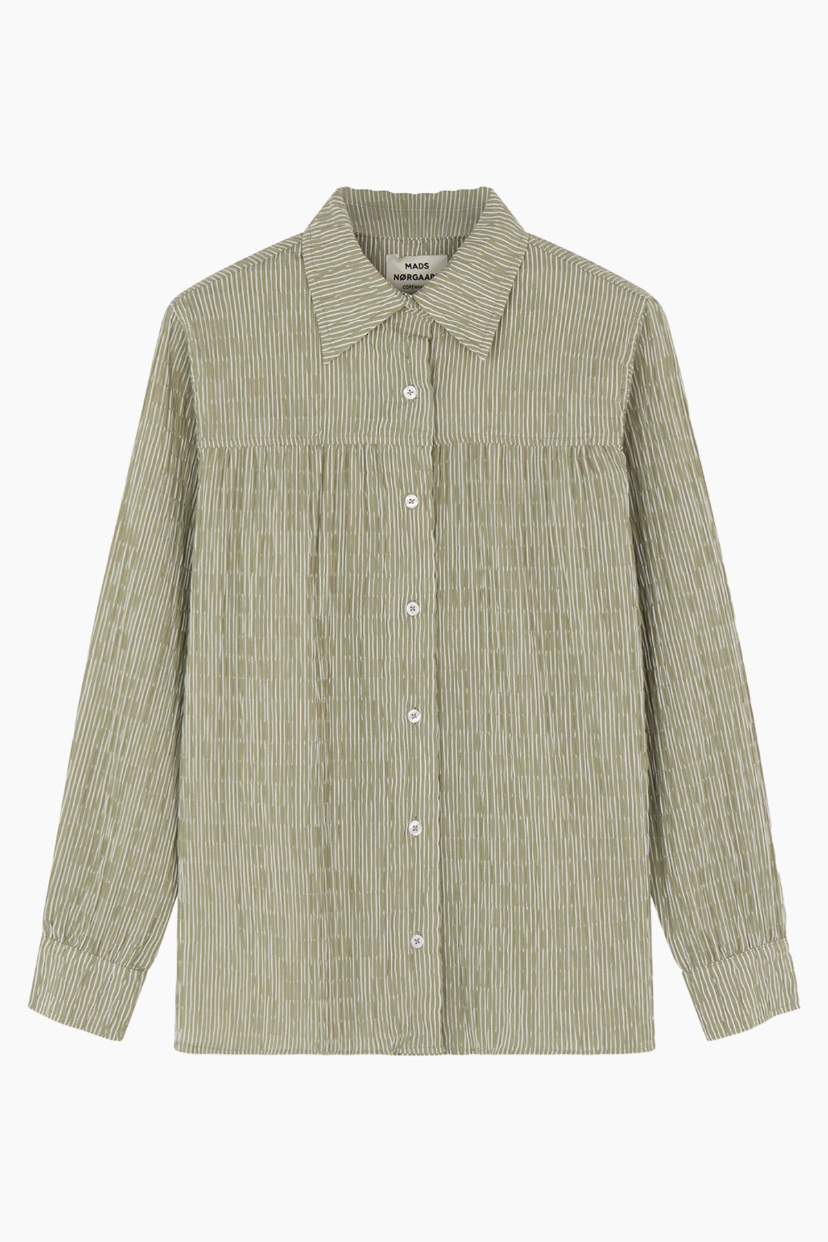 Crinckle Pop Vinny Shirt - Olive Branch/Cloud Dancer - Mads Nørgaard - Grå XS