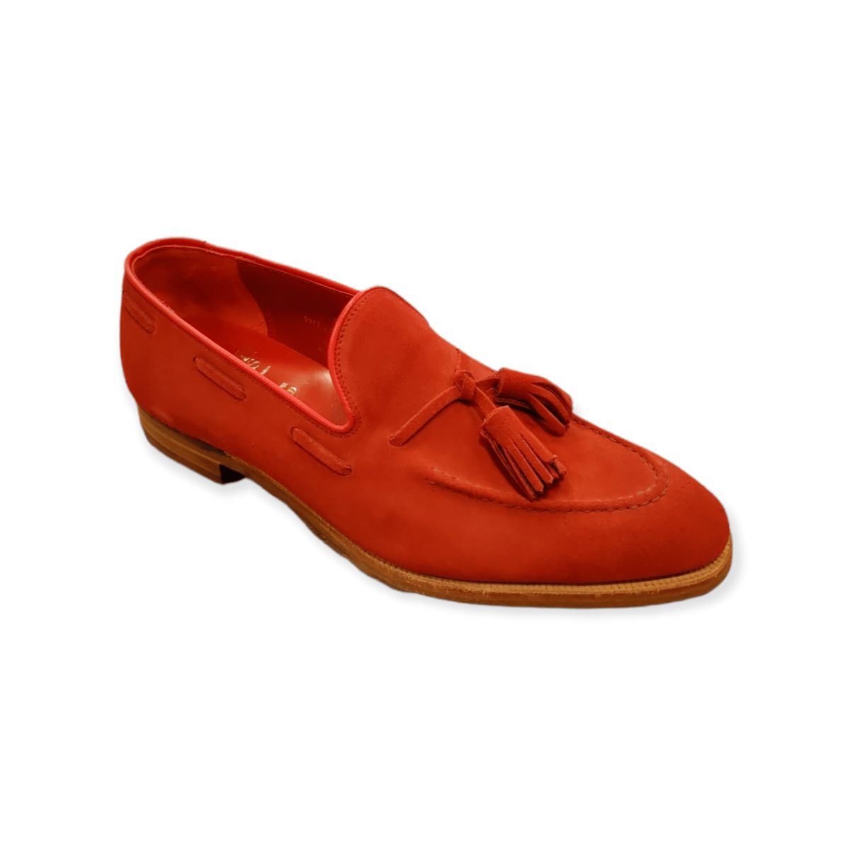 Crockett & Jones Guernsey Tassel Loafer i rød ruskind