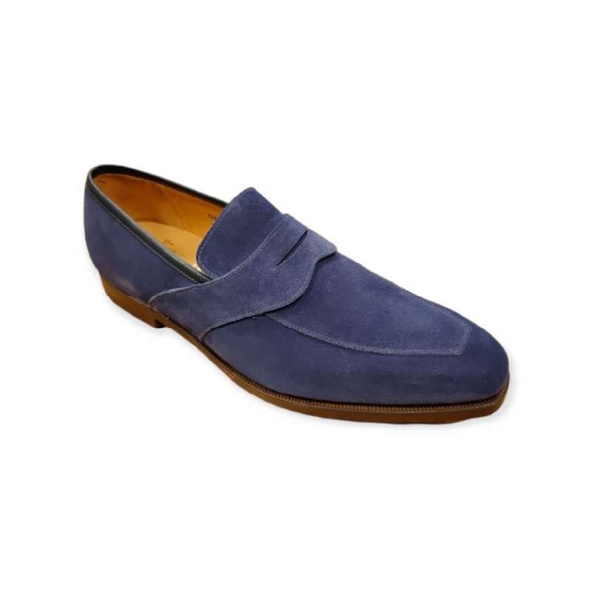 Crockett & Jones Seaton Mid Blue Suede Loafer