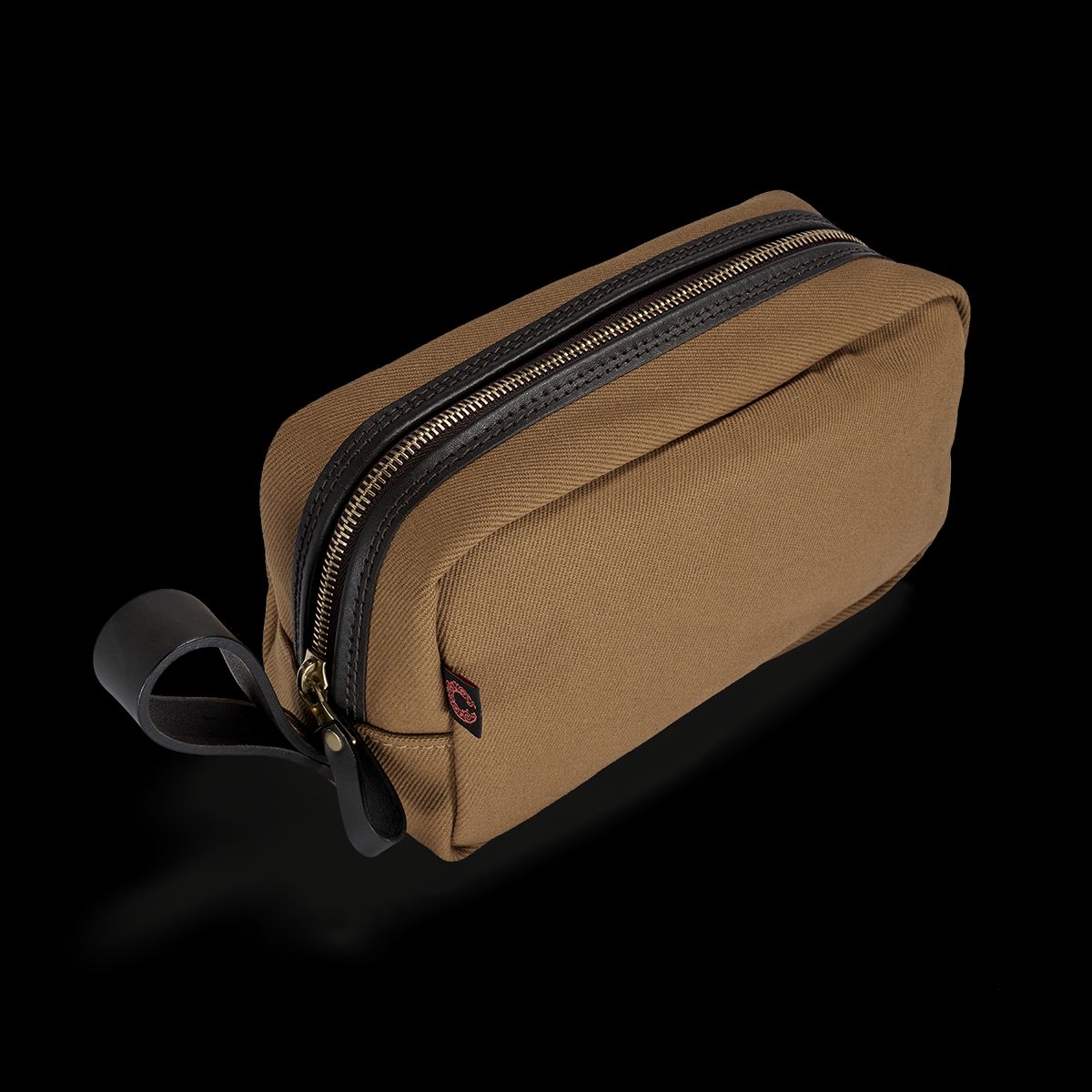 CROOTS British Twill Wash Bag, tan mellembrun