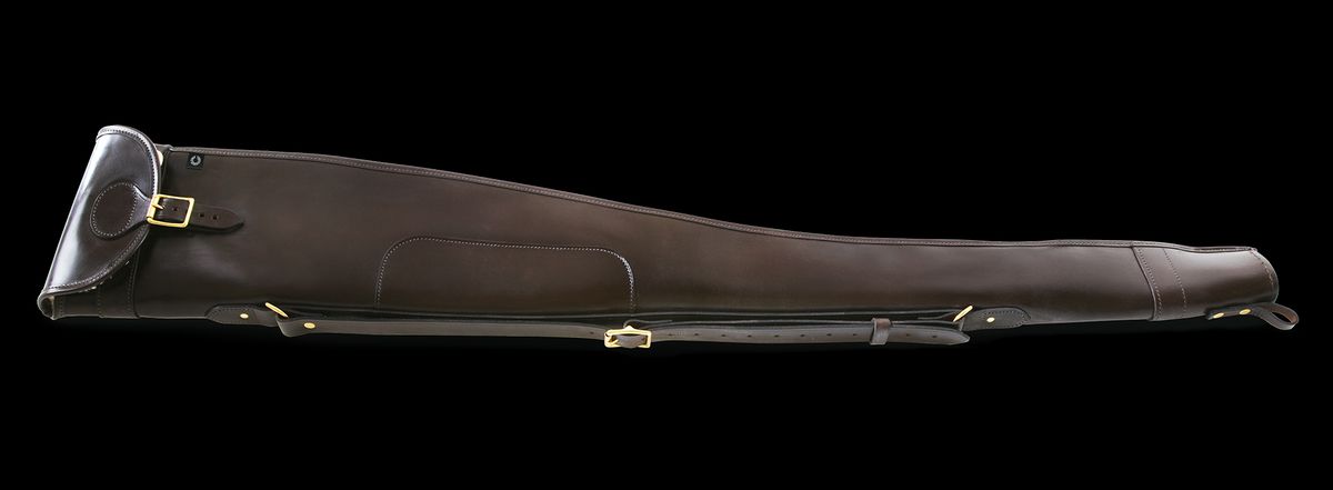 CROOTS Malton Shotgun Slip zip/flap, saddellæder, dark havana - 30"