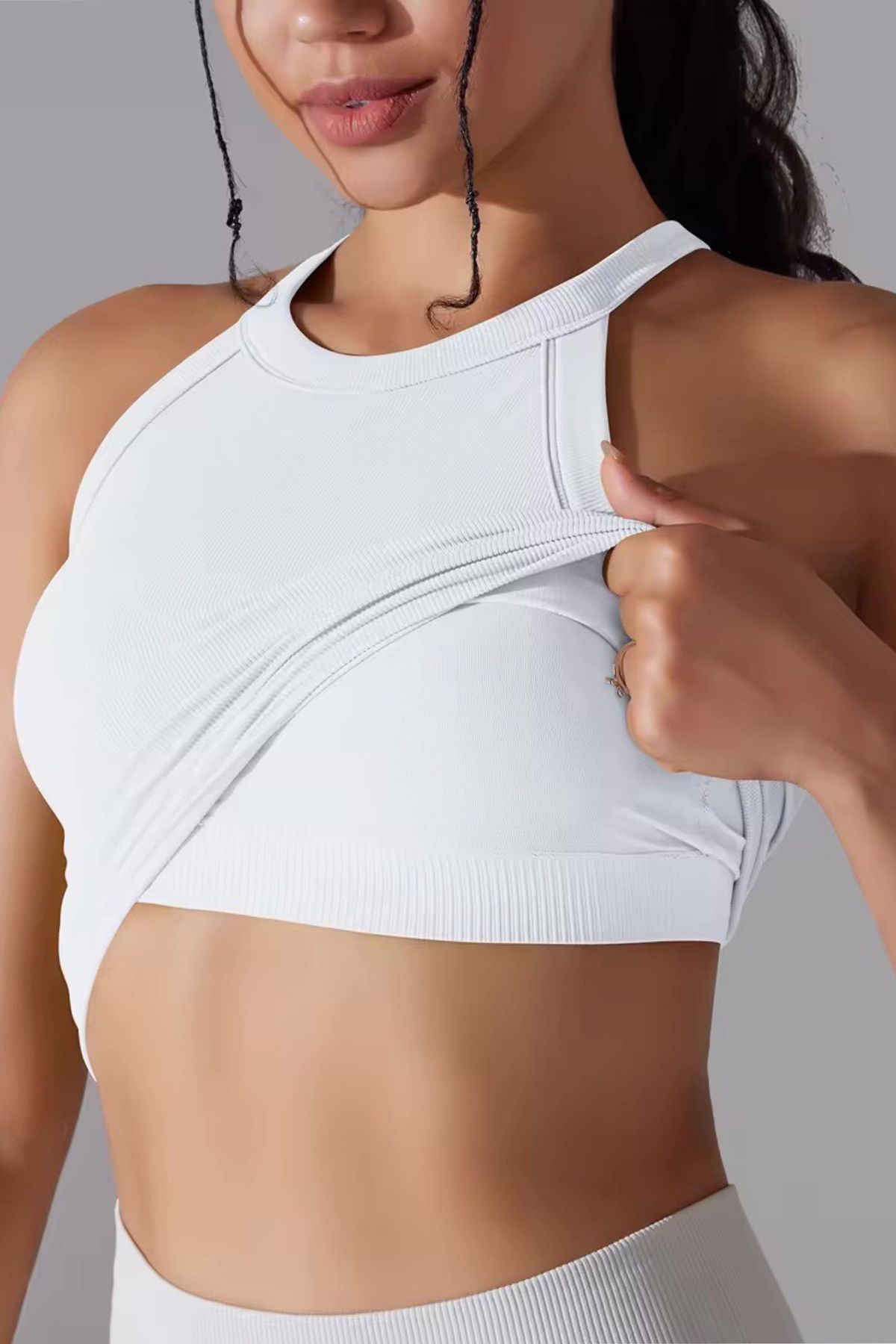 Crop top halterneck / Indbyggede Puder White - X-small-Small / White