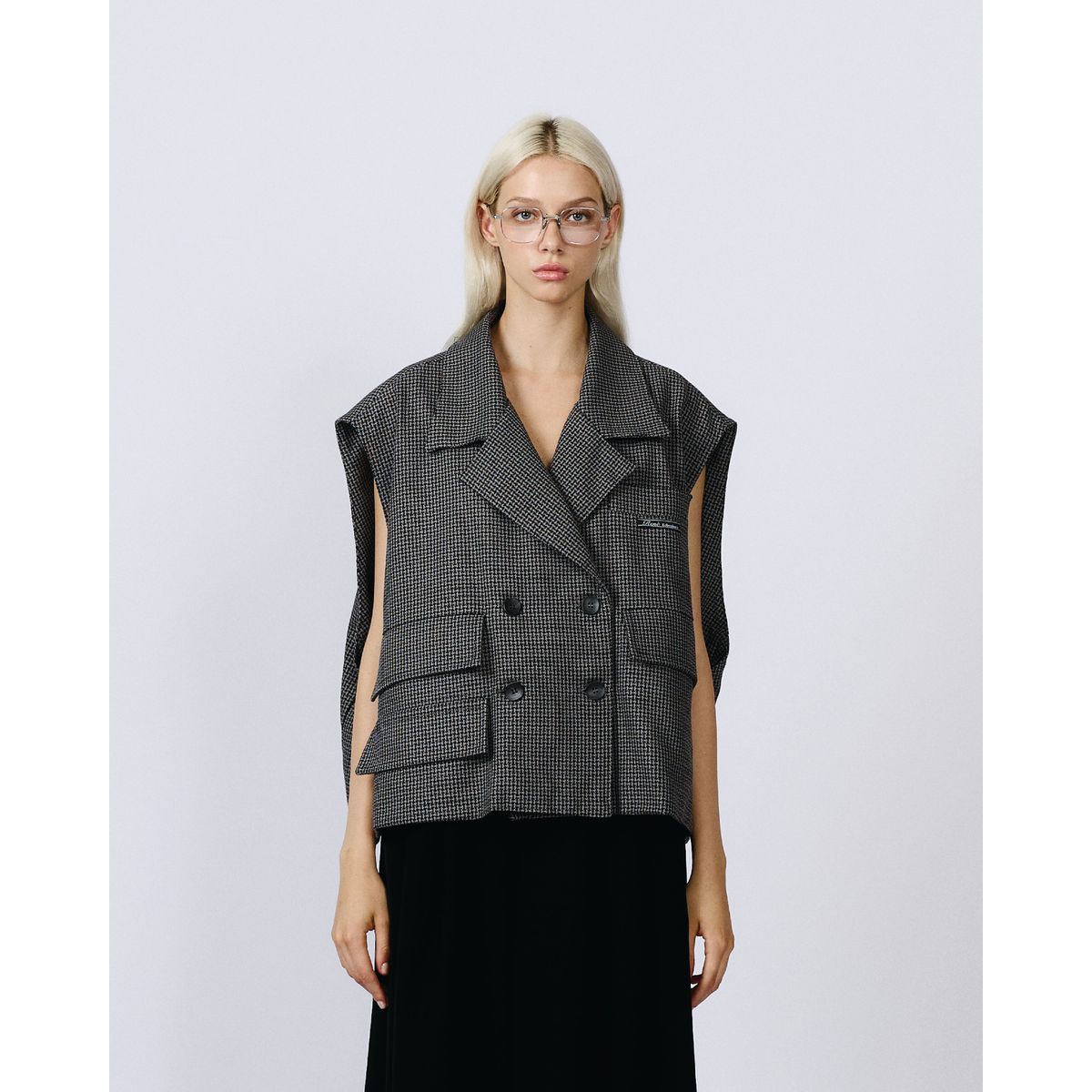 CROPPED TWEED VEST - Large / X-Large