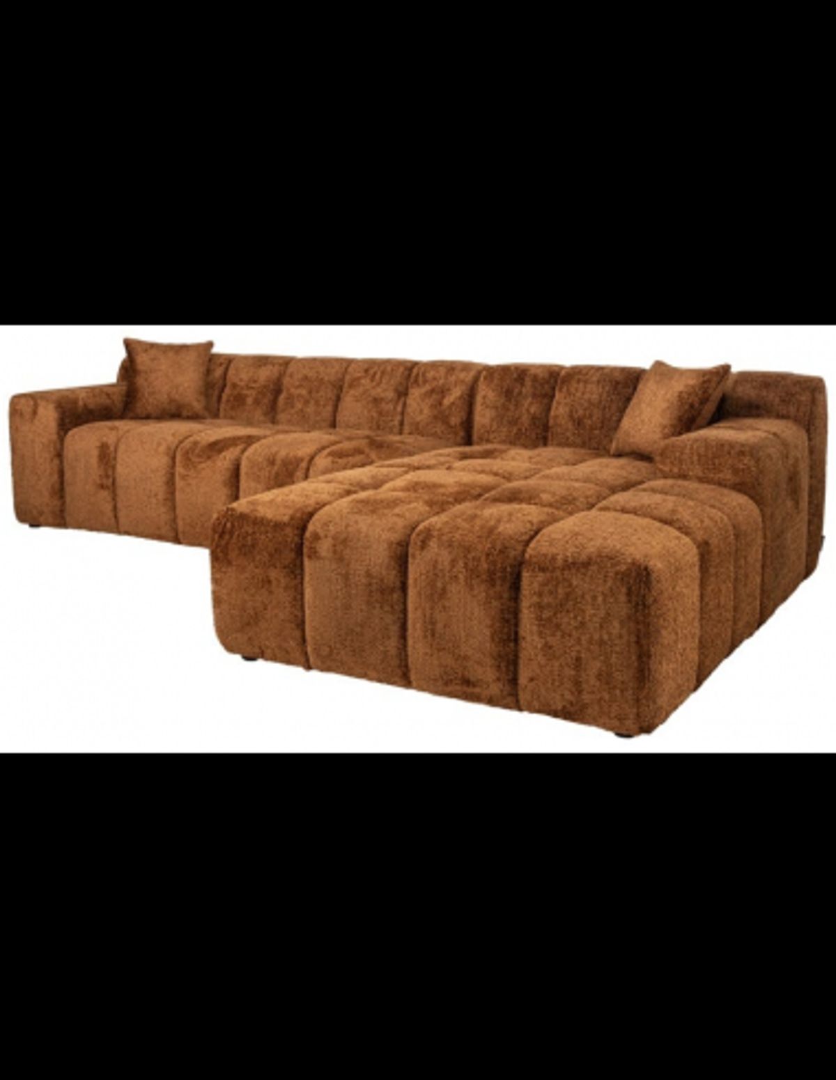 Cube højrevendt chaiselong sofa i chenille 325 x 195 cm - Kanel