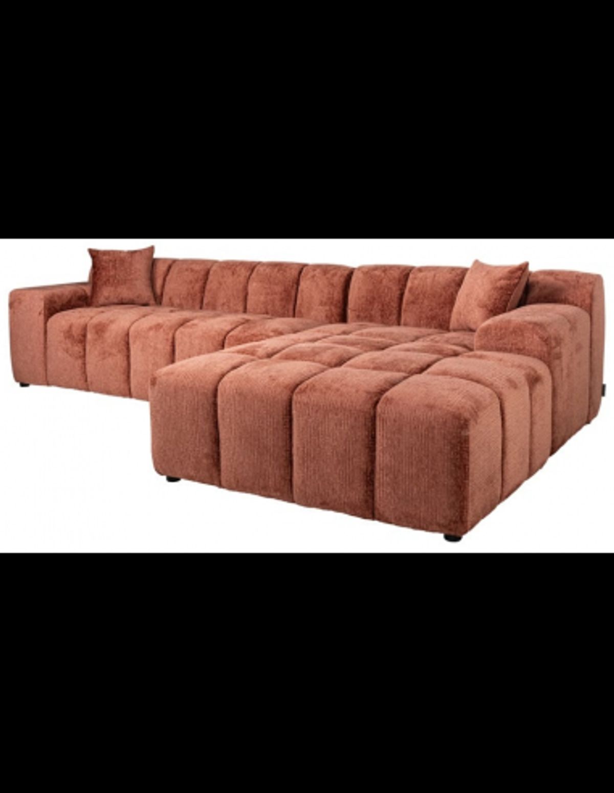 Cube højrevendt chaiselong sofa i chenille 325 x 195 cm - Rødrosa