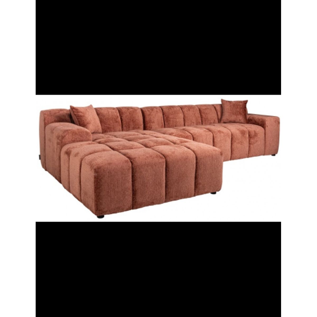 Cube venstrevendt chaiselong sofa i chenille 325 x 195 cm - Rødrosa