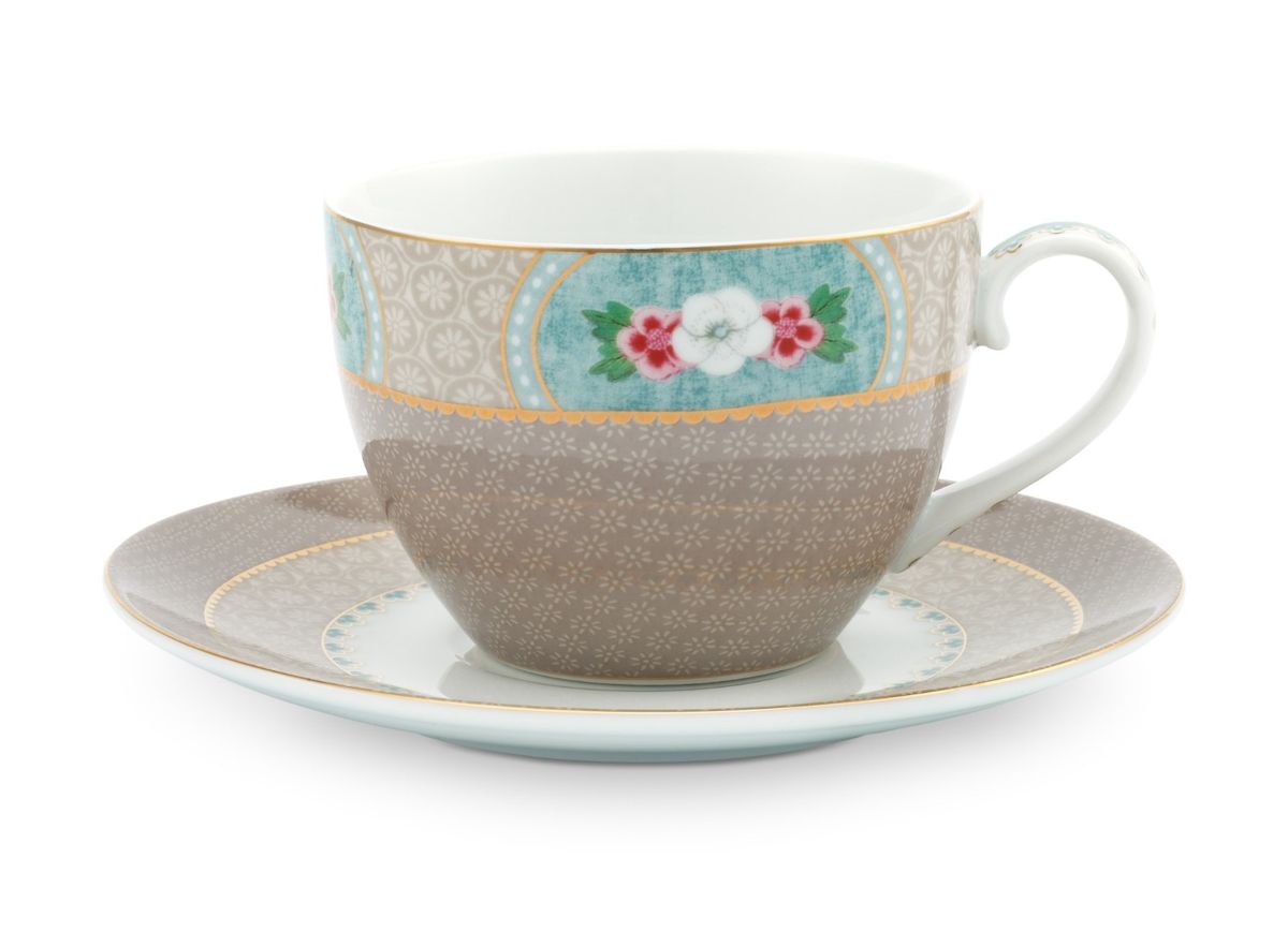 Cup & Saucer Blushing Birds Khaki 280ml