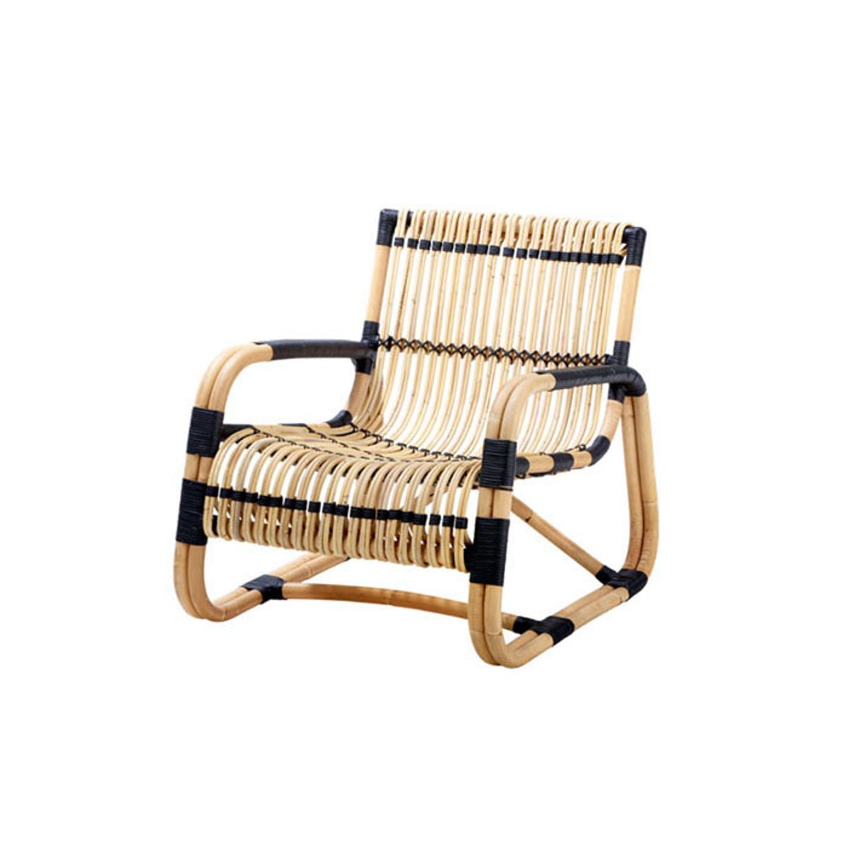 Curve Loungestol Indoor fra Cane-line (Natur rattan, sort bindinger)