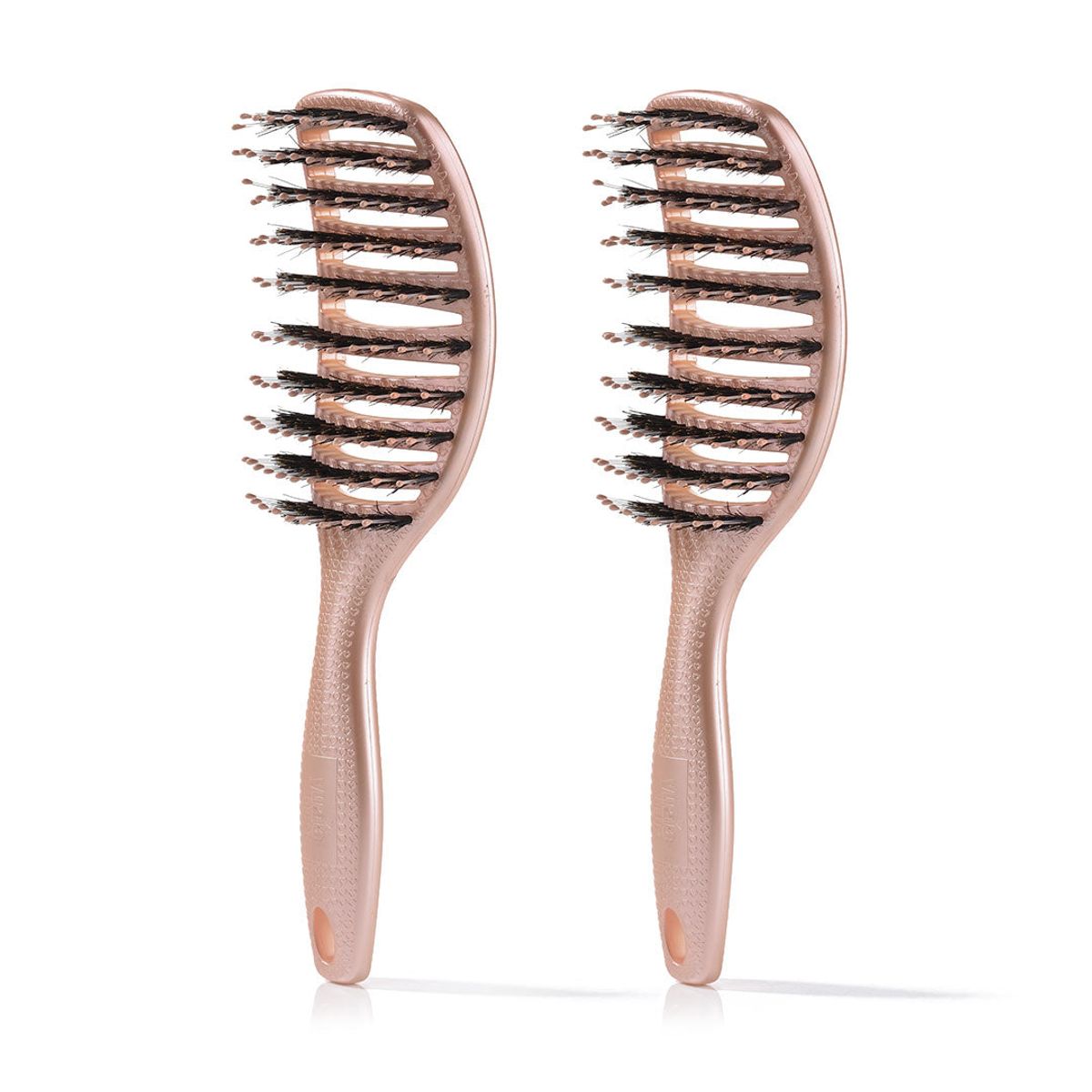 Curvy Brush - Hårbørste med vildsvinehår - 2 stk Shiny Rose (Spar 16%)