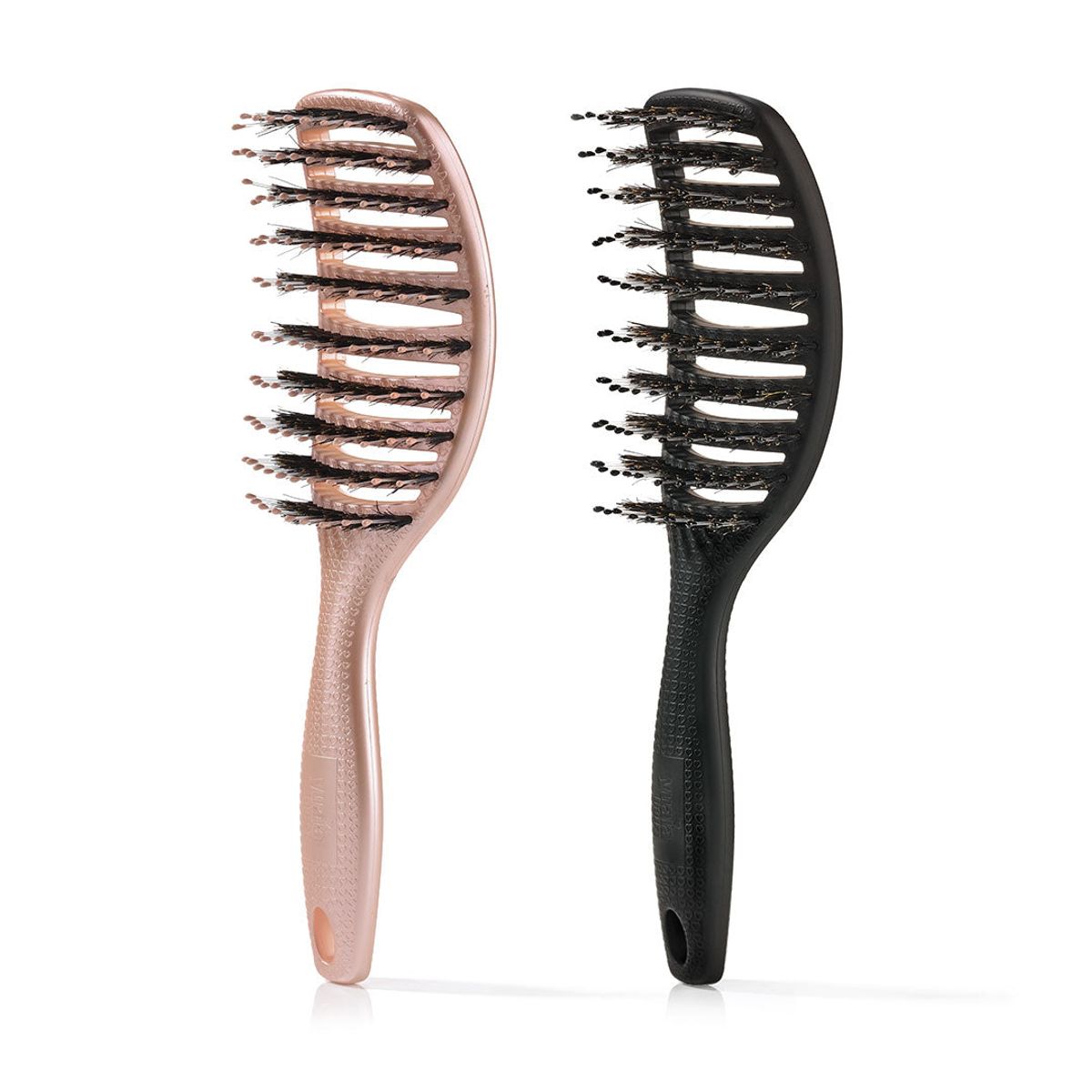 Curvy Brush - Hårbørste med vildsvinehår - Soft Black + Shiny Rose (Spar 16%)