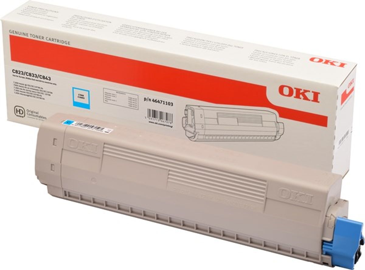 Cyan lasertoner - OKI 46471103 - 7.000 sider