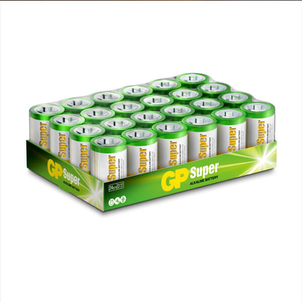 D batterier / 24 stk / GP Super Alkaline / Stor pakke