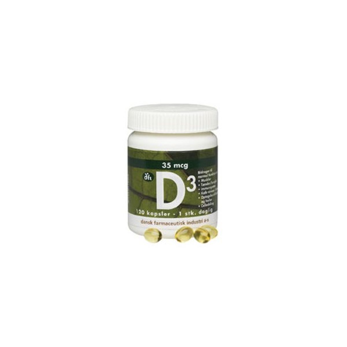 D-vitamin 35 mcg - 120 kapsler - Dansk Farmaceutisk Industri