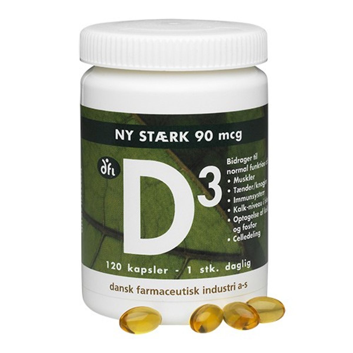 D3-vitamin 90 mcg - 120 kap - Dansk Farmaceutisk Industri