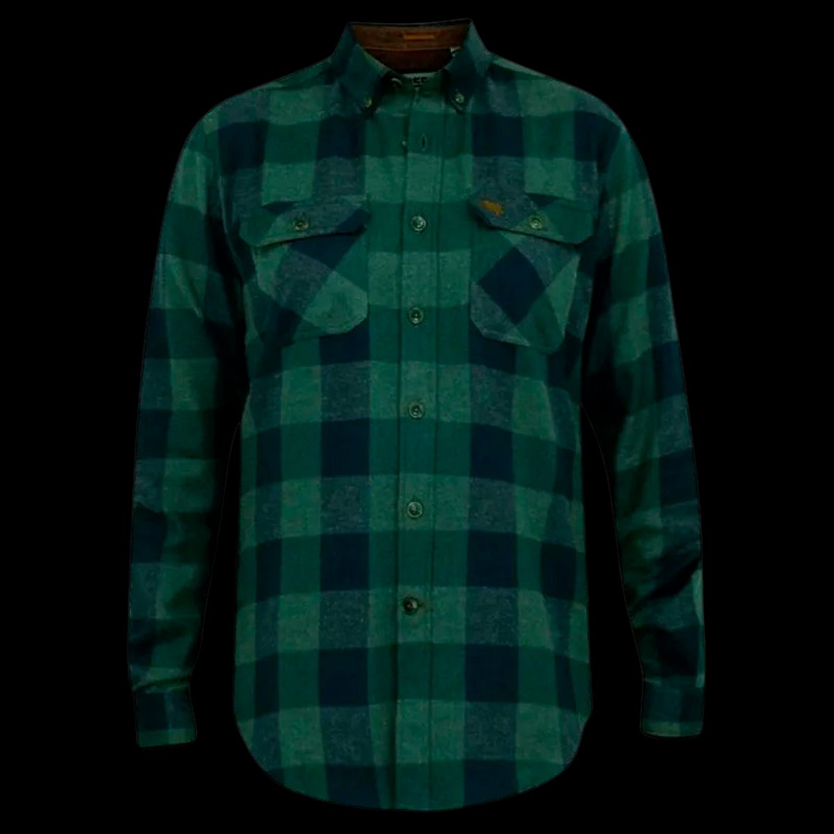 D5555 Garfield Herre Skjorte - Navy/Green Check - 3XL