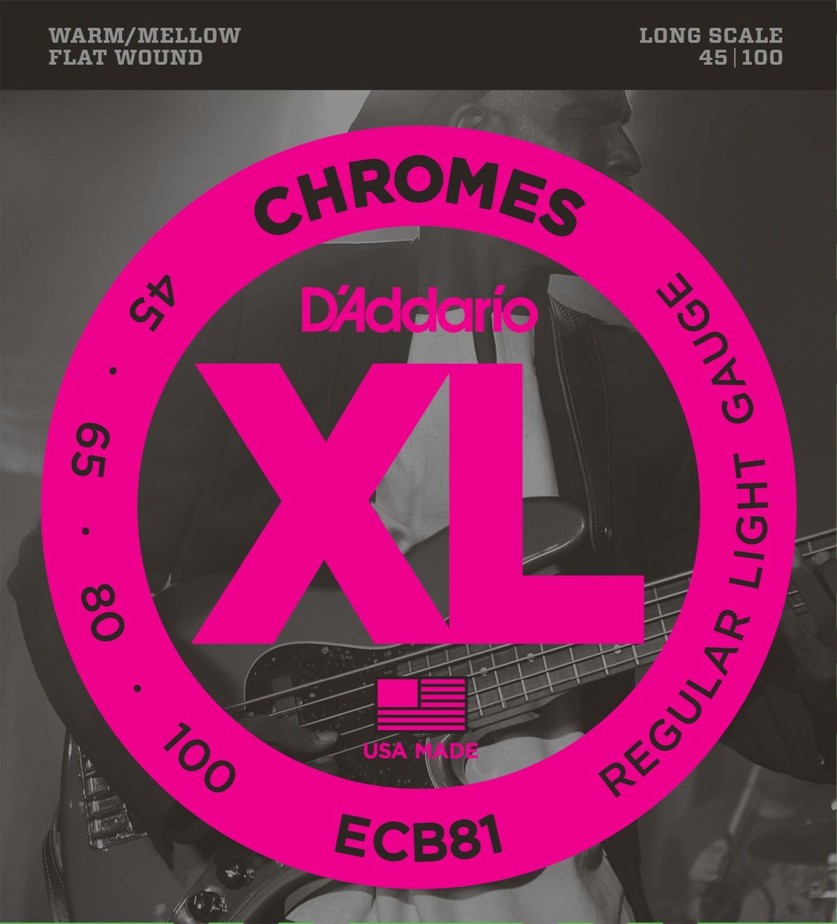 D'Addario ECB81 Flat Wound 0.45 - 100 til 4-strenget bas