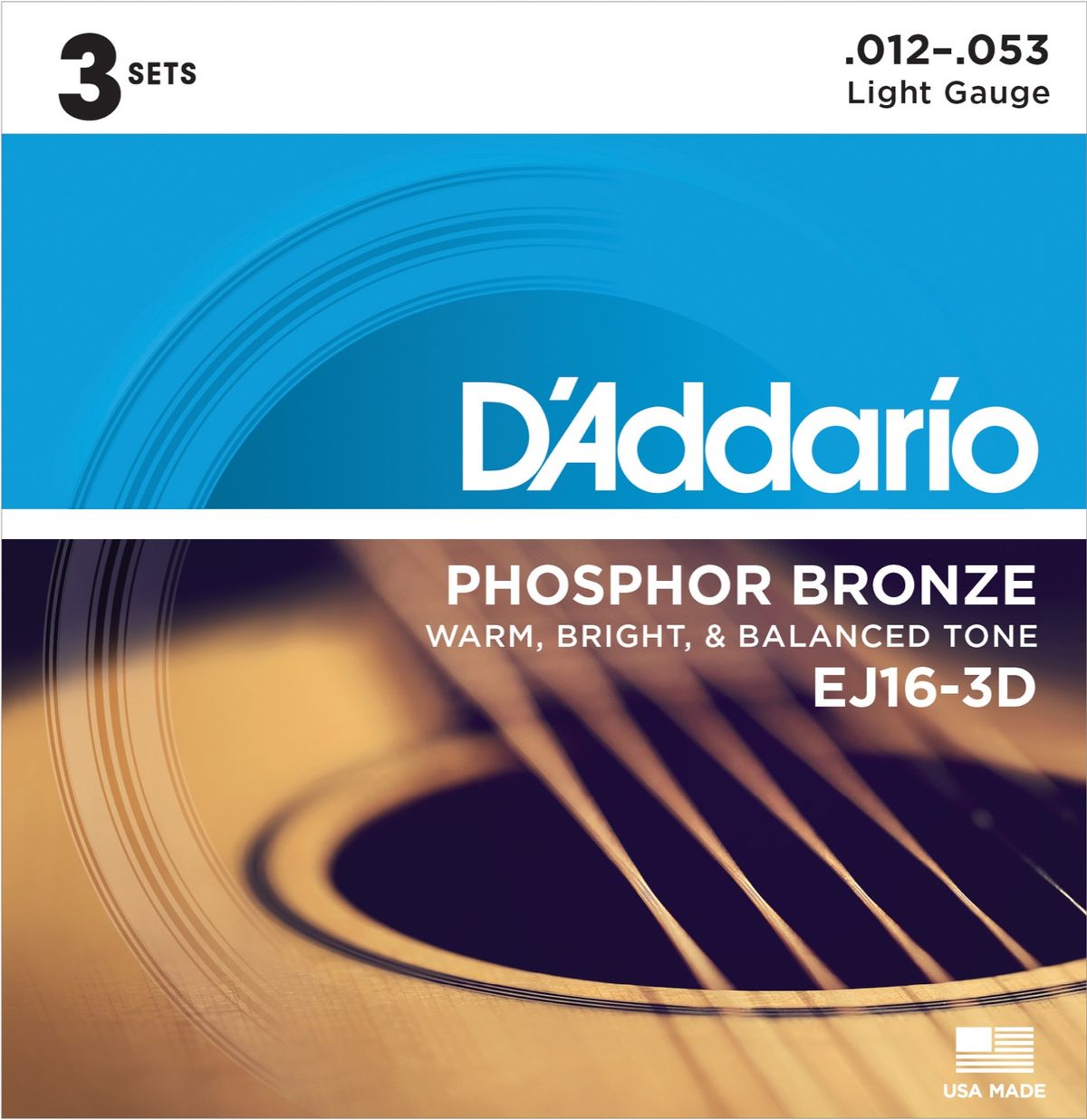 Daddario EJ16-3D Phosphor Bronze Guitarstrenge 3-Pak (Light, 12-53)