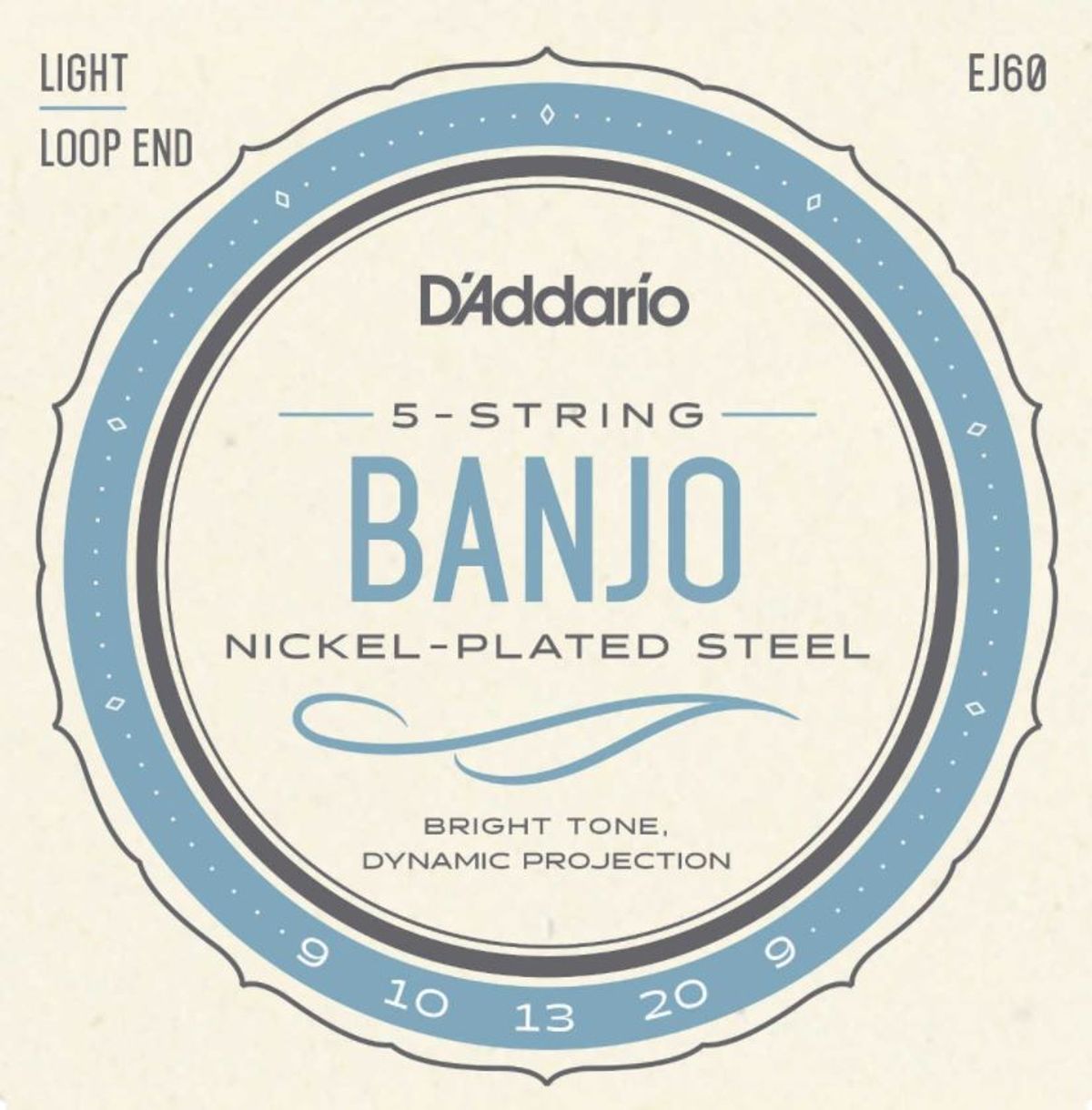 D'Addario EJ60 Nickel Light .009-.020 - Banjostrenge (5-strengs)