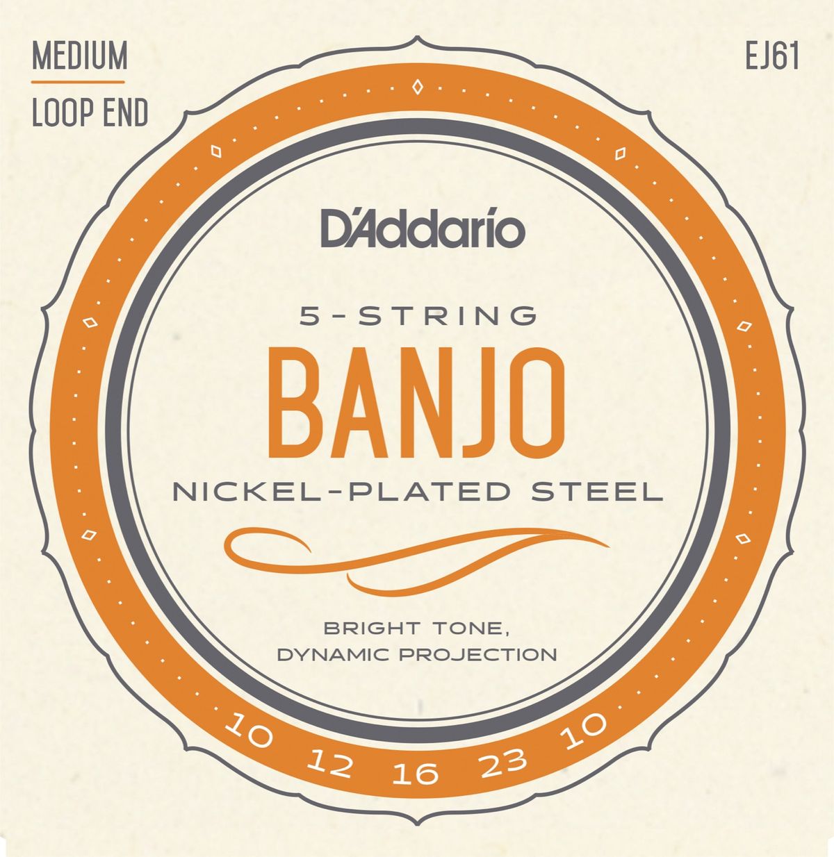 D'Addario EJ61 Nickel Medium .010-.023 - Banjostrenge (5-strengs)